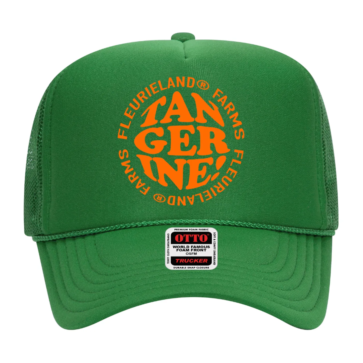 Fleurie GREEN PUFFY TANGERINE HAT