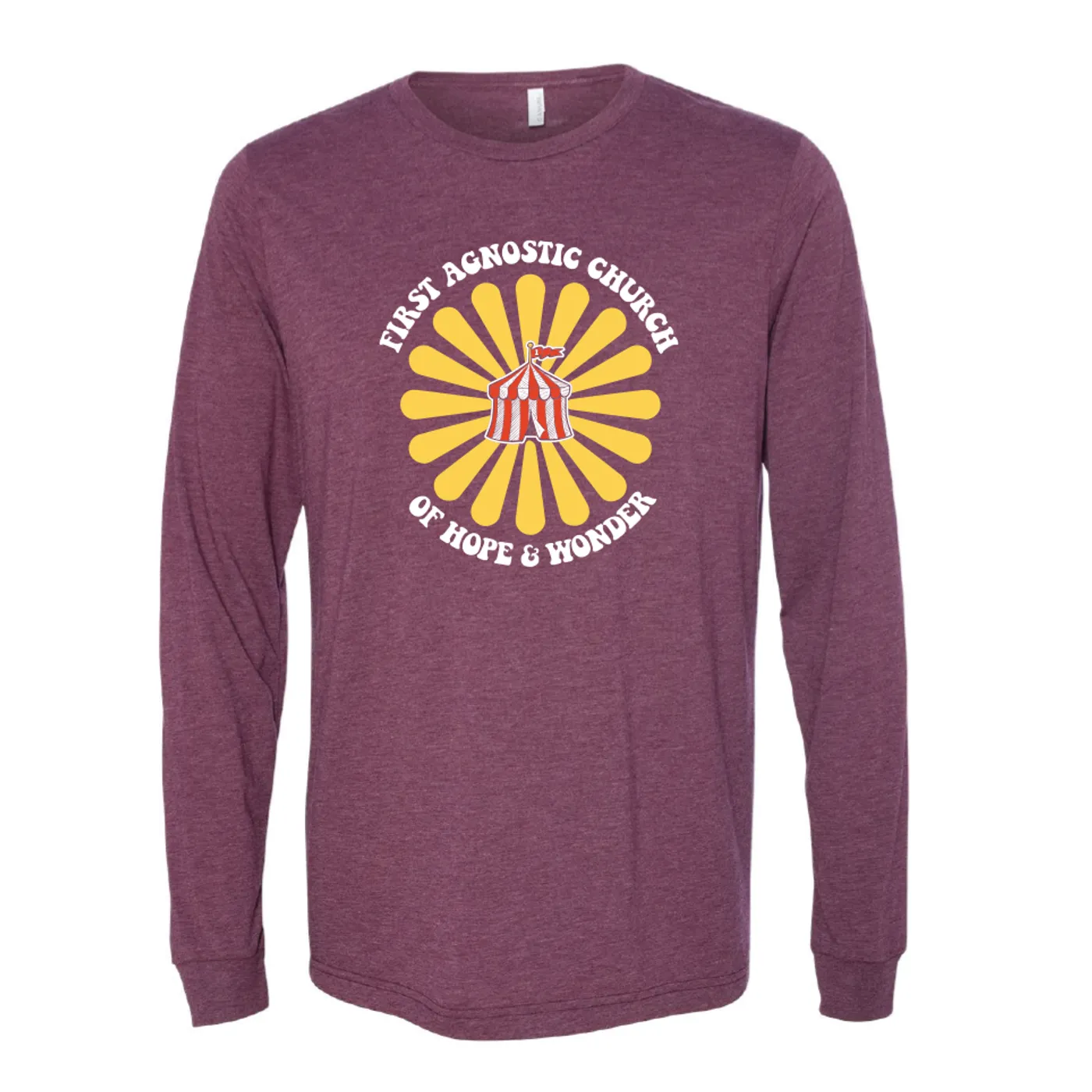 Todd Snider First Agnostic Church Long Sleeve Shirt - Maroon