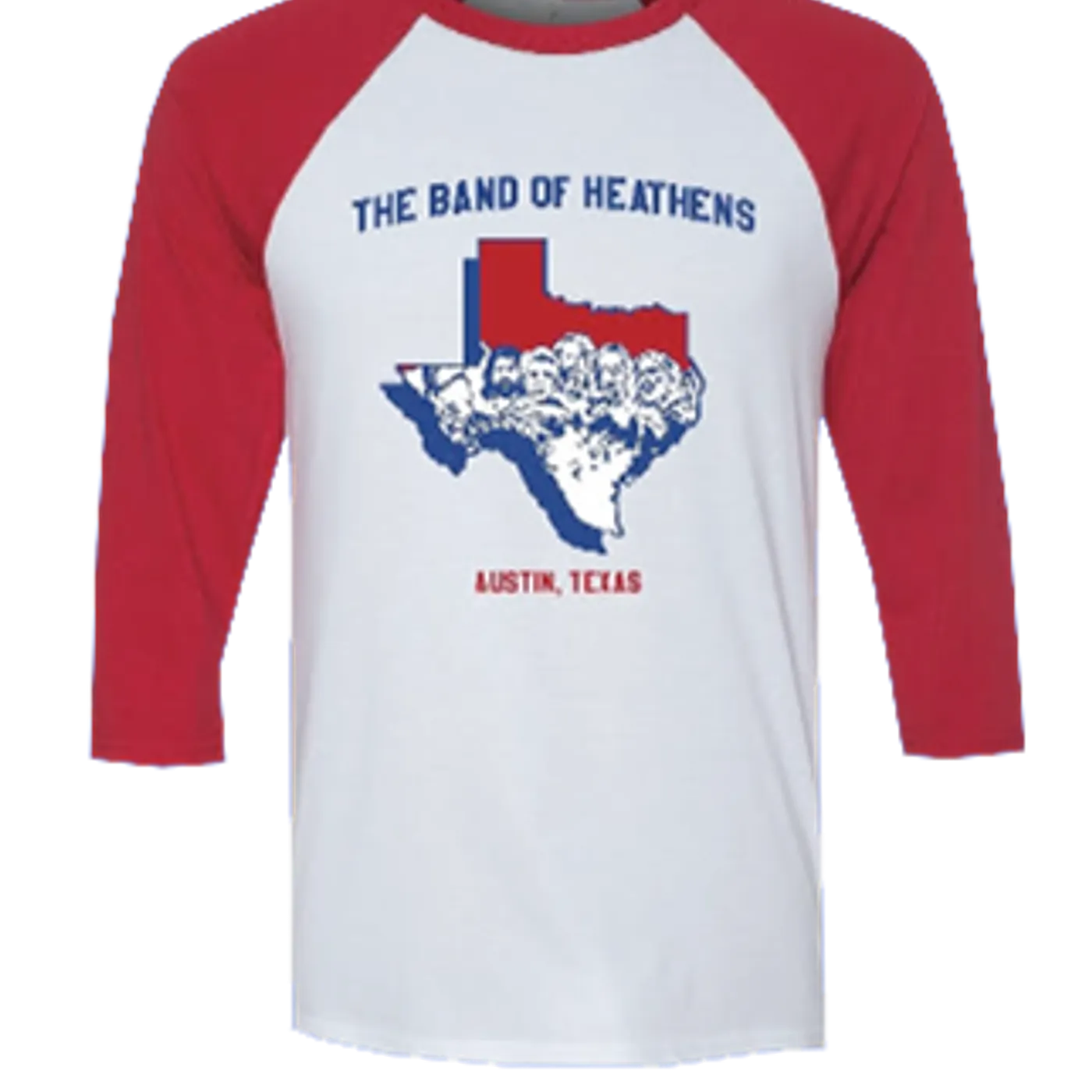 The Band Of Heathens Austin, TX Baseball T-shirt - Red/White