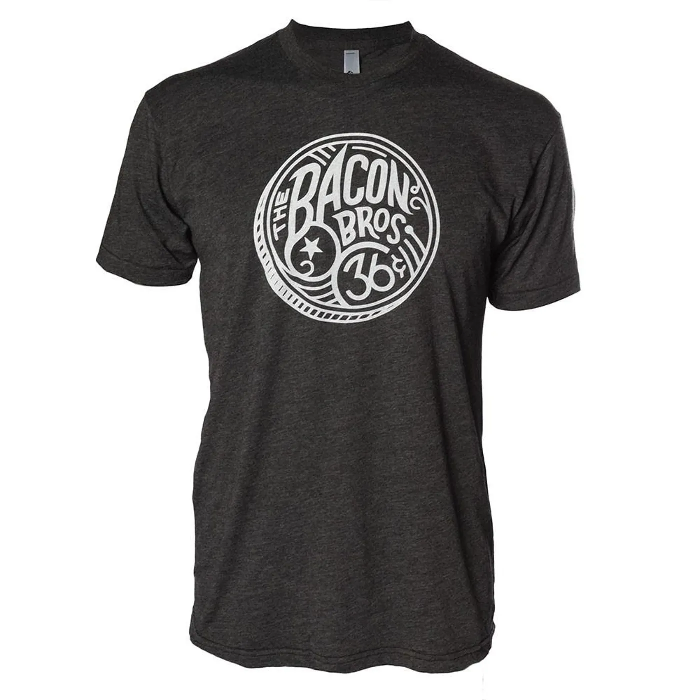 The Bacon Brothers Men's Heather Black Vintage 36 Coin Logo T-Shirt