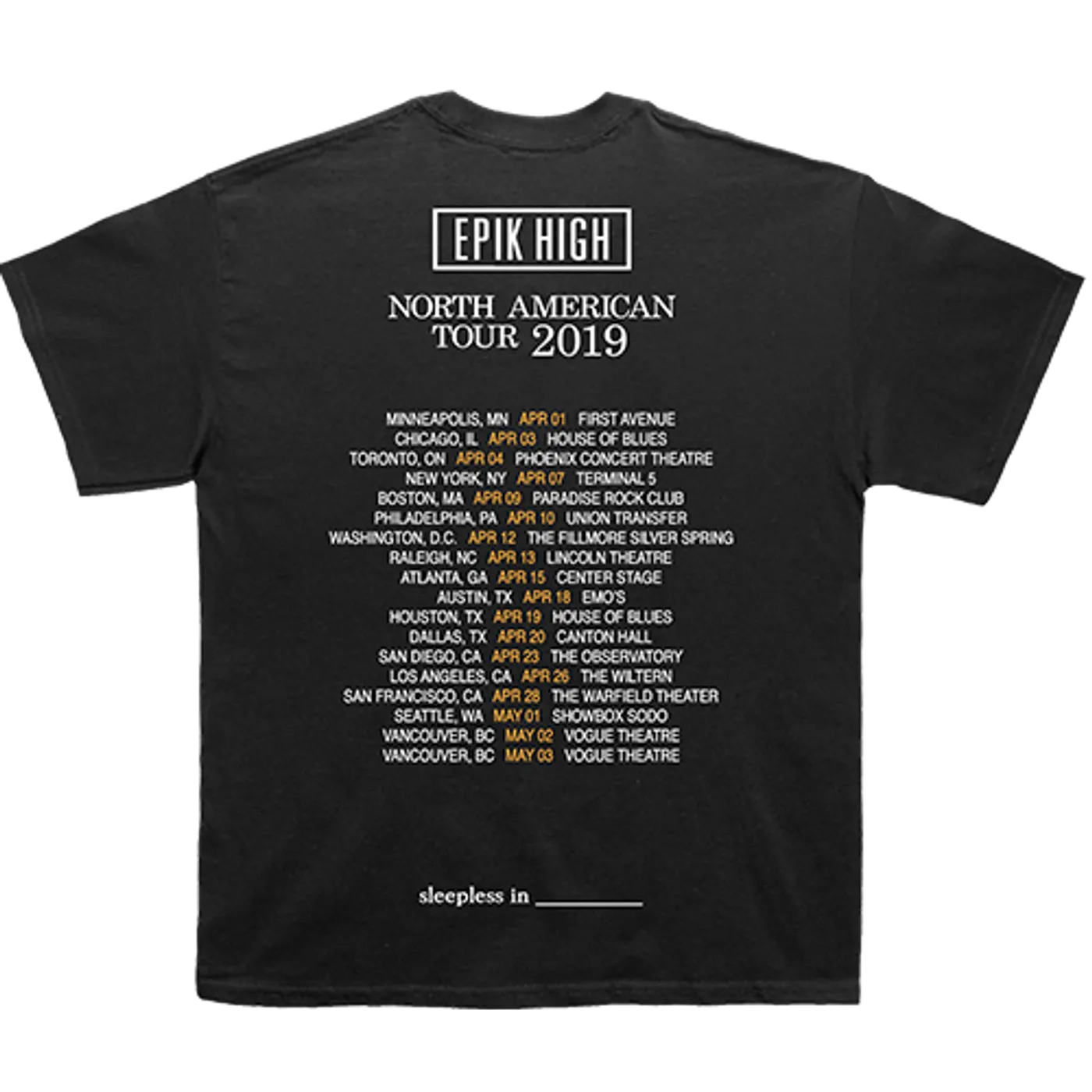 Epik High North American 2019 Tour Tee