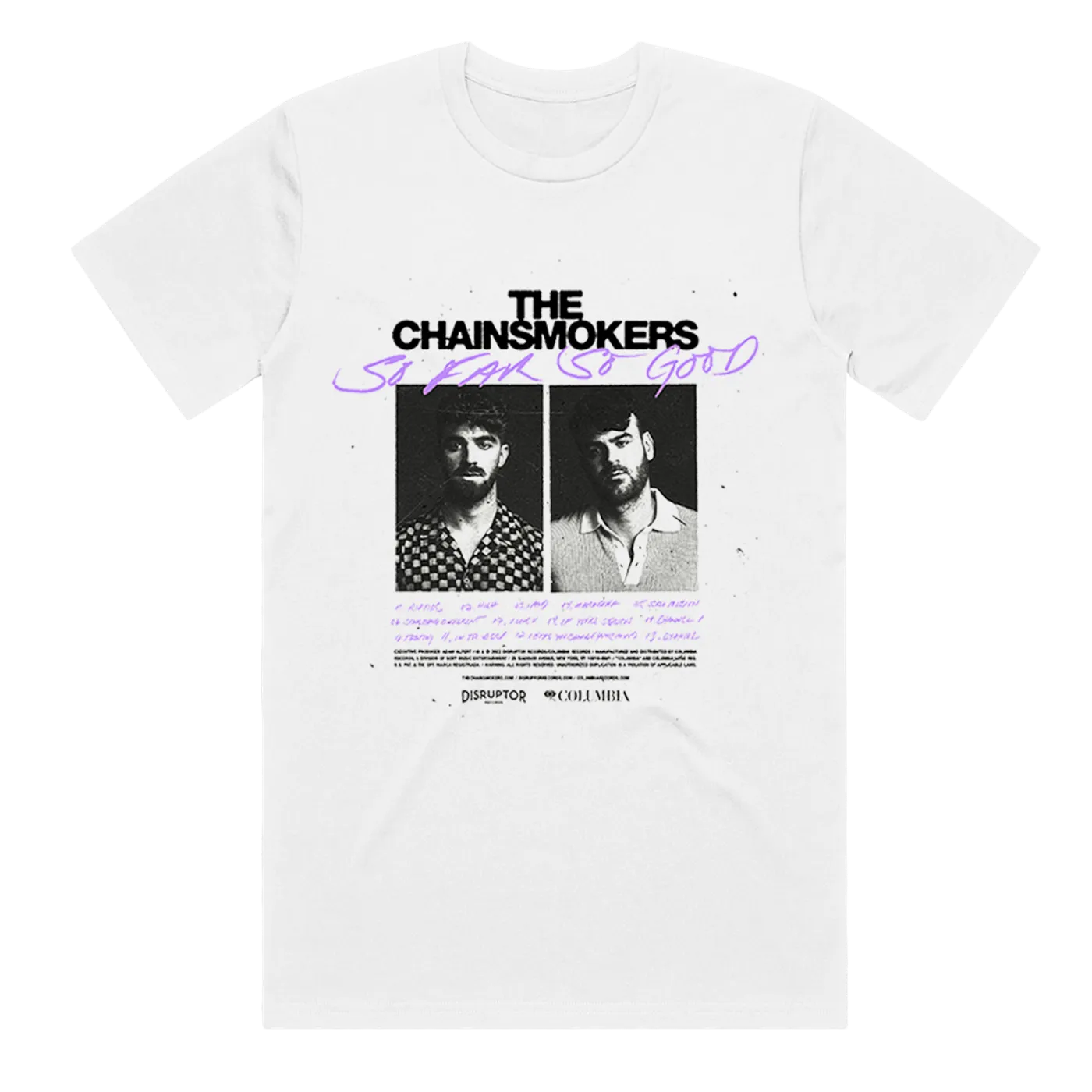 The Chainsmokers So Far So Good Tracklist White Tee