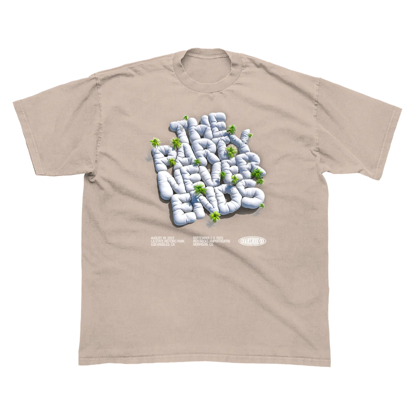 The Chainsmokers The Party Never Ends Tan Tee