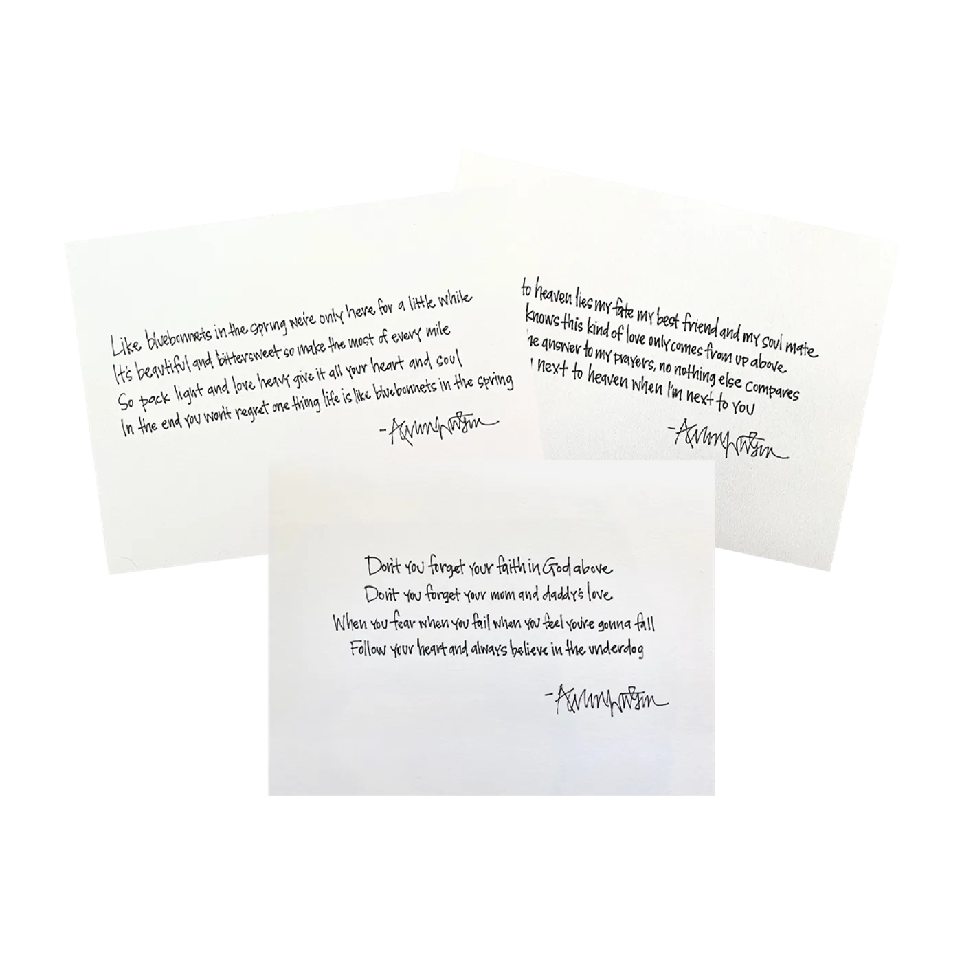 Aaron Watson HANDWRITTEN LYRICS SIGNED