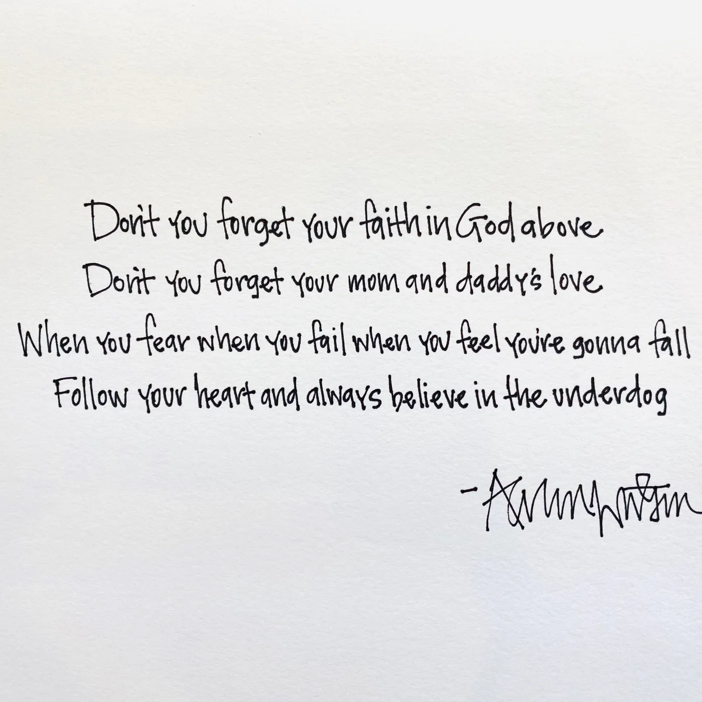 Aaron Watson HANDWRITTEN LYRICS SIGNED