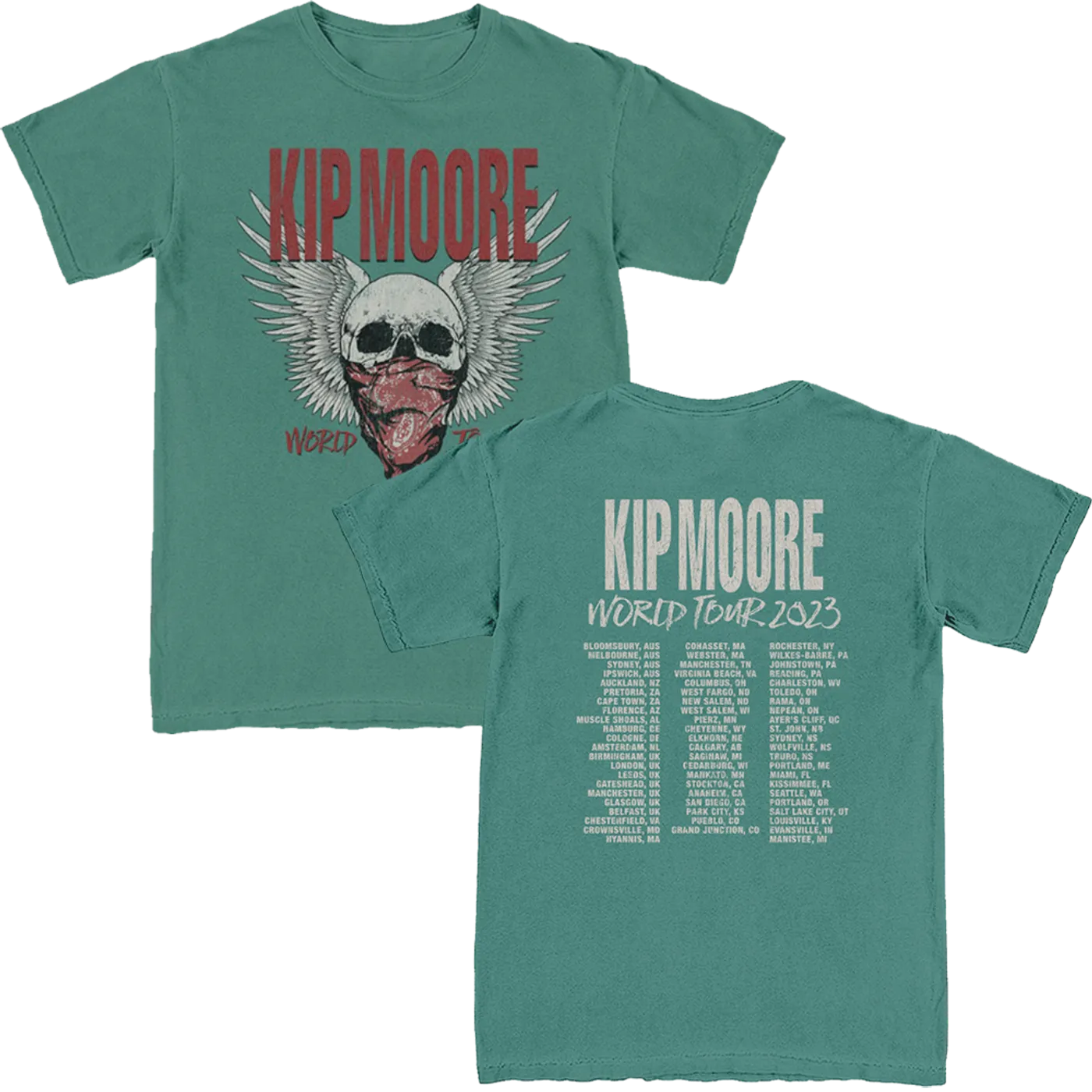 Kip Moore World Tour Skull Tee - Green