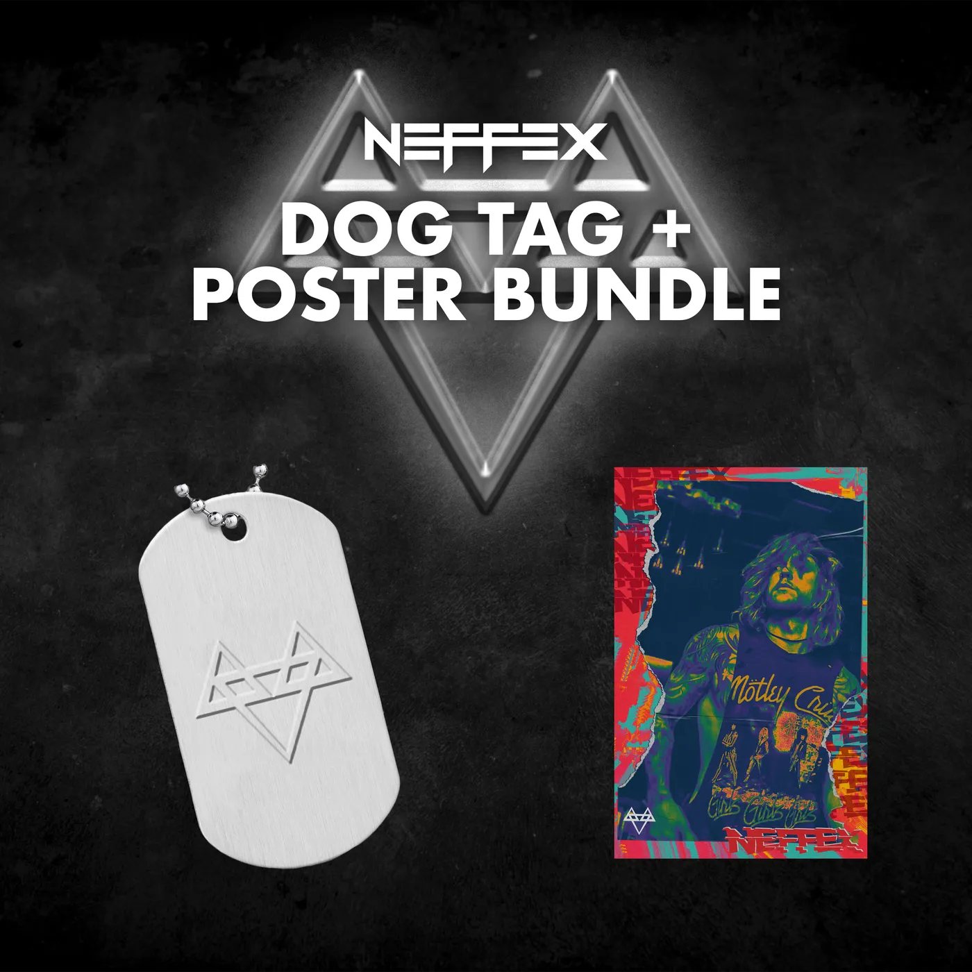 NEFFEX Dog Tag Necklace + Signed Poster Bundle