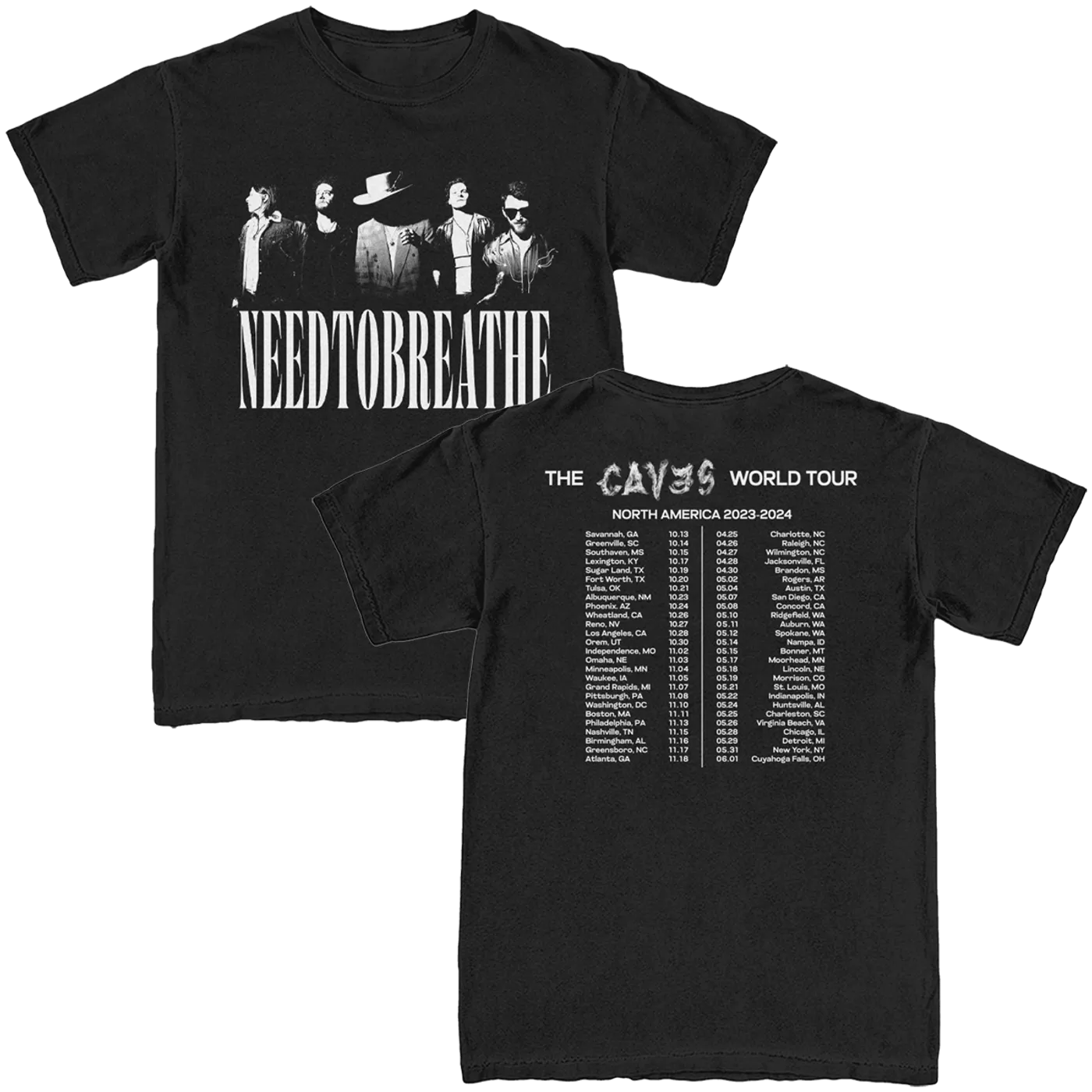 NEEDTOBREATHE Caves Official World Tour Tee