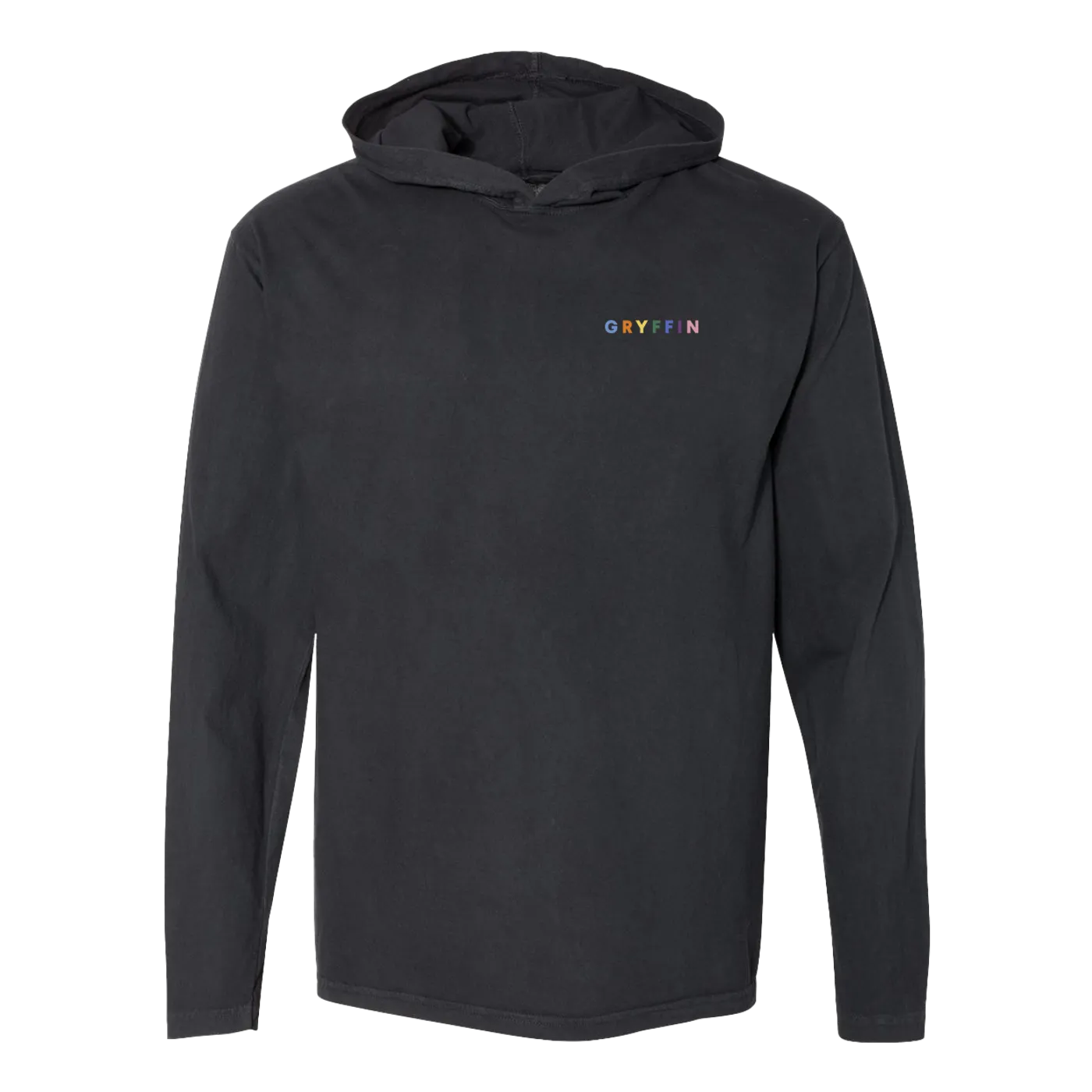 GRYFFIN Rainbow Embroider Hooded Long Sleeve Tee