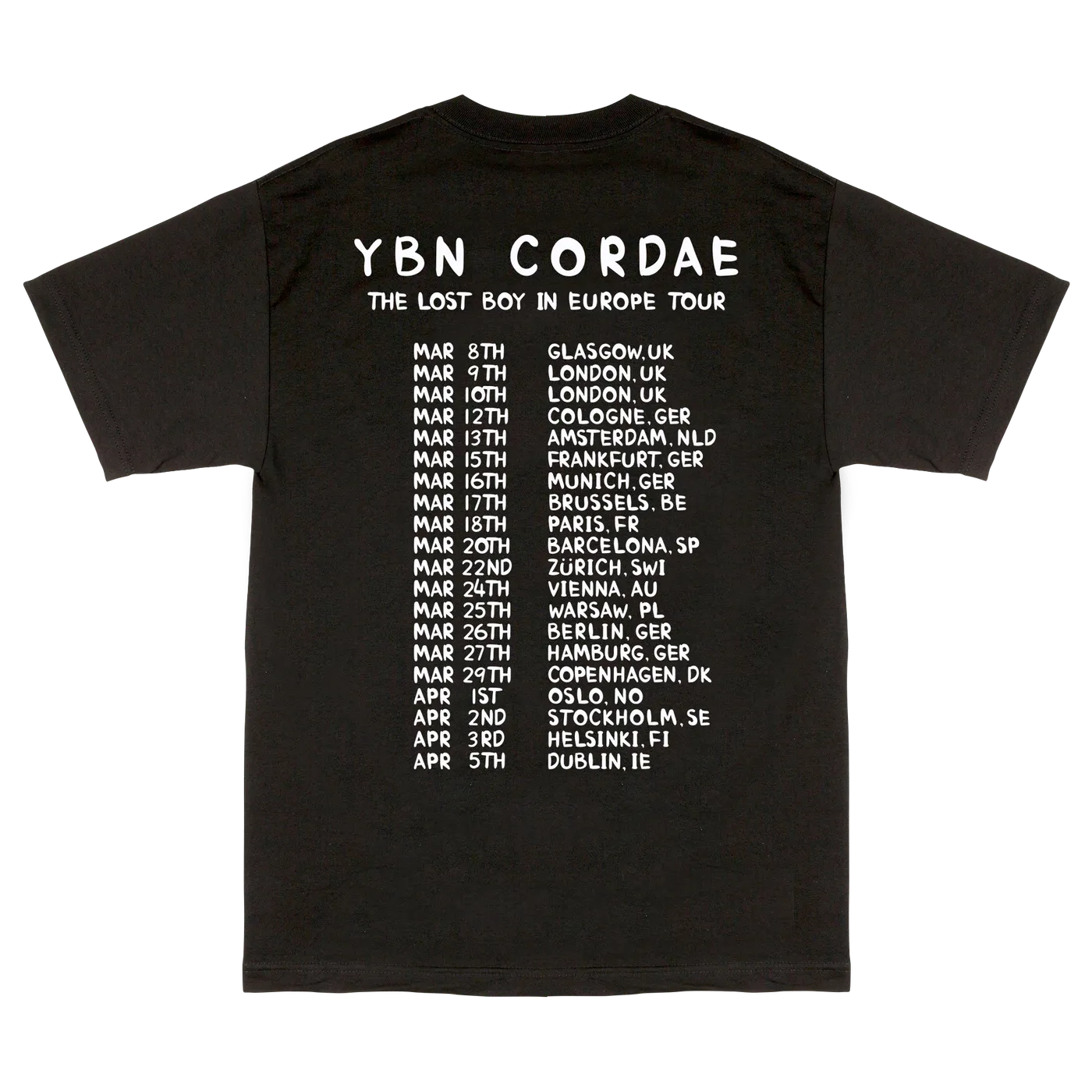 YBN Cordae Lost Boy Euro Tour Tee - Black