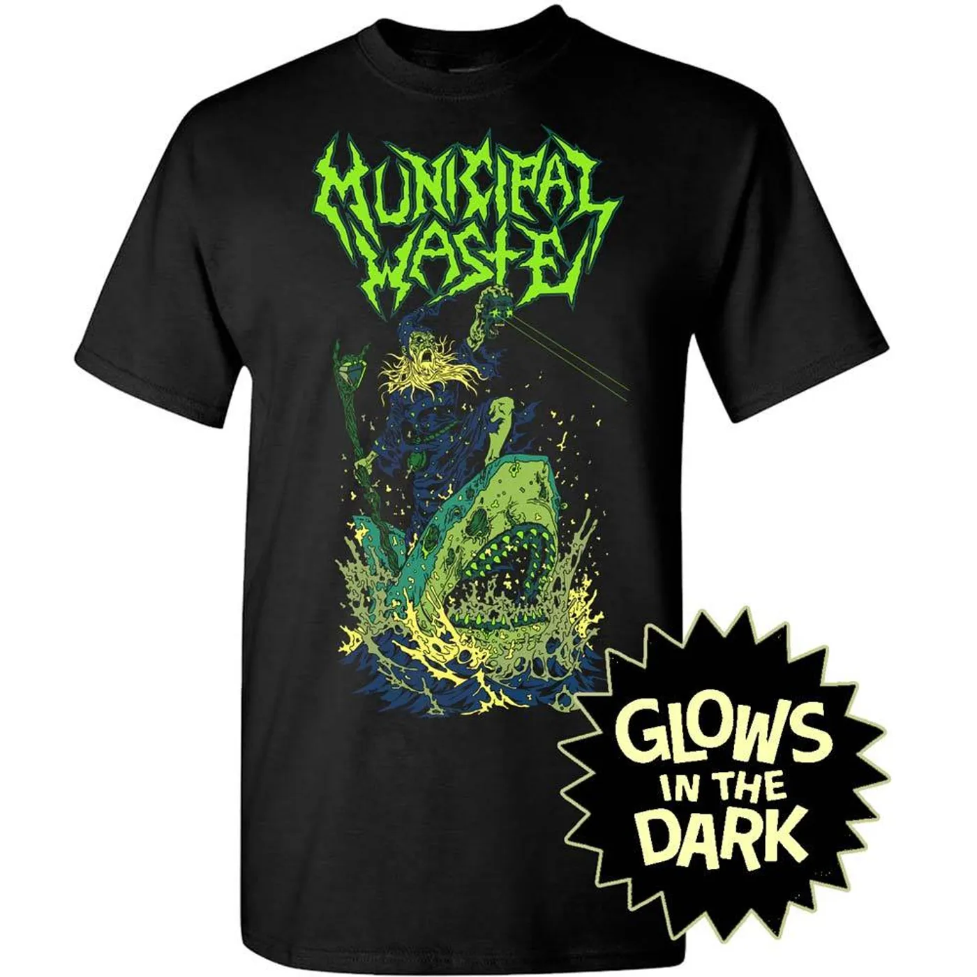 Municipal Waste Glow Shark Black T-Shirt