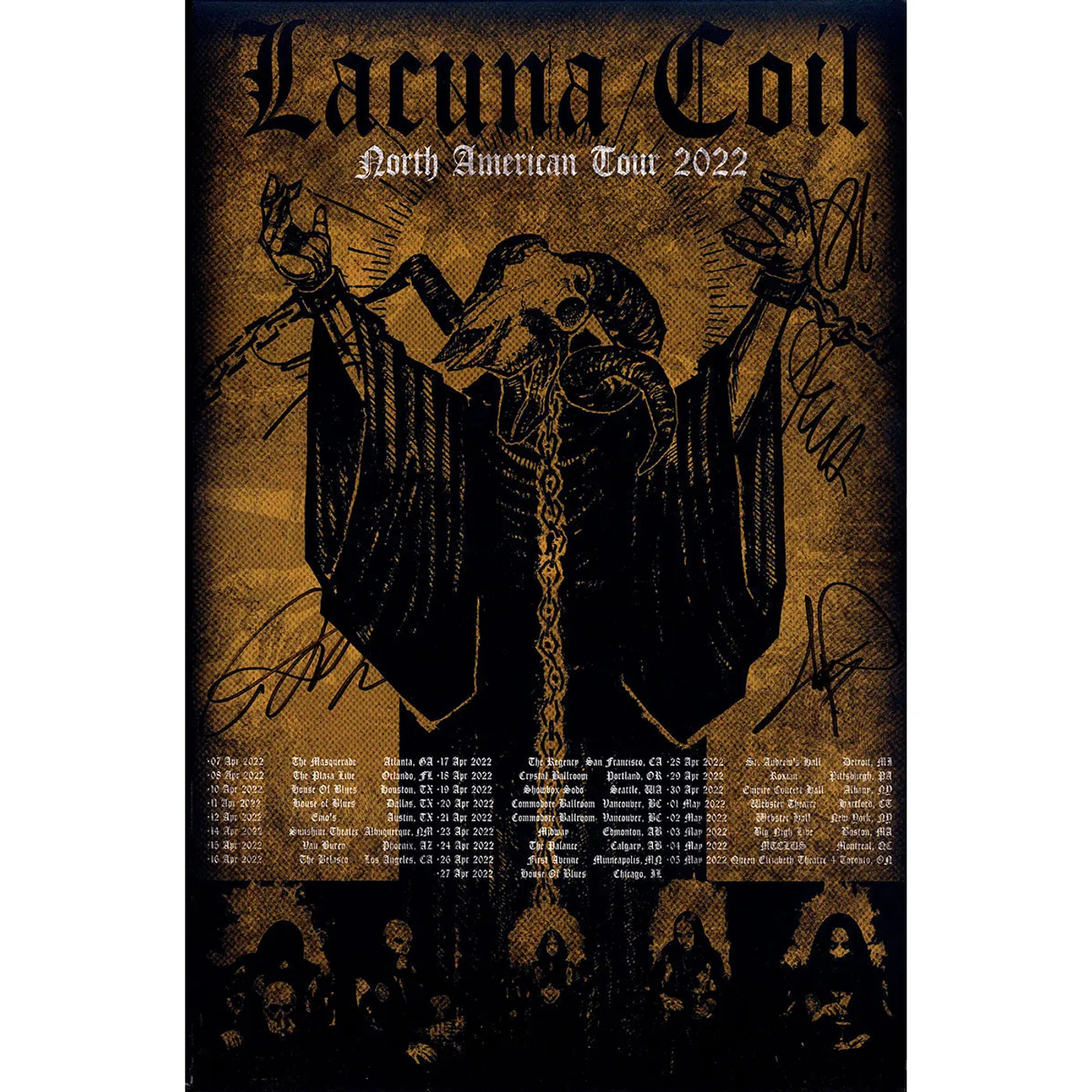 Lacuna Coil Signed 2022 North American Tour Poster