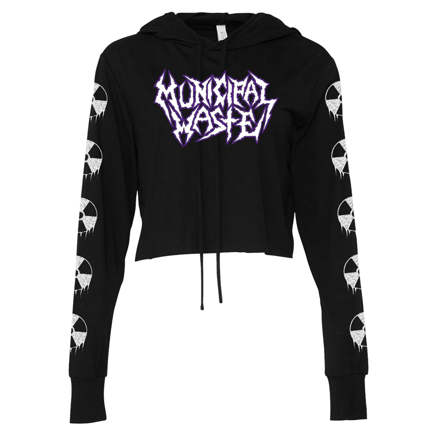Municipal Waste Logo Crop Hoodie - Black
