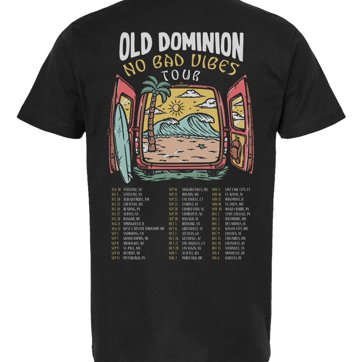 Old Dominion 2023 No Bad Vibes Tour Shirt