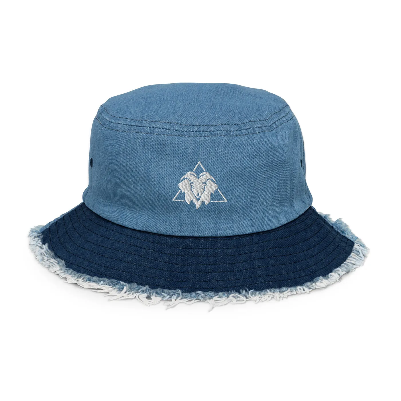 Lil Will Goat Gang ( Distressed denim bucket hat white logo )