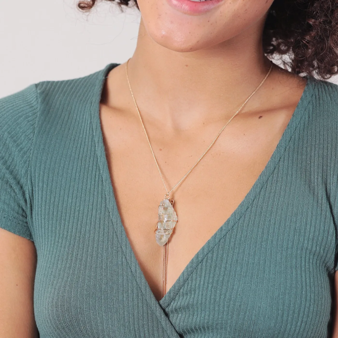 Joey Graceffa Green Fluorite Tassel Necklace