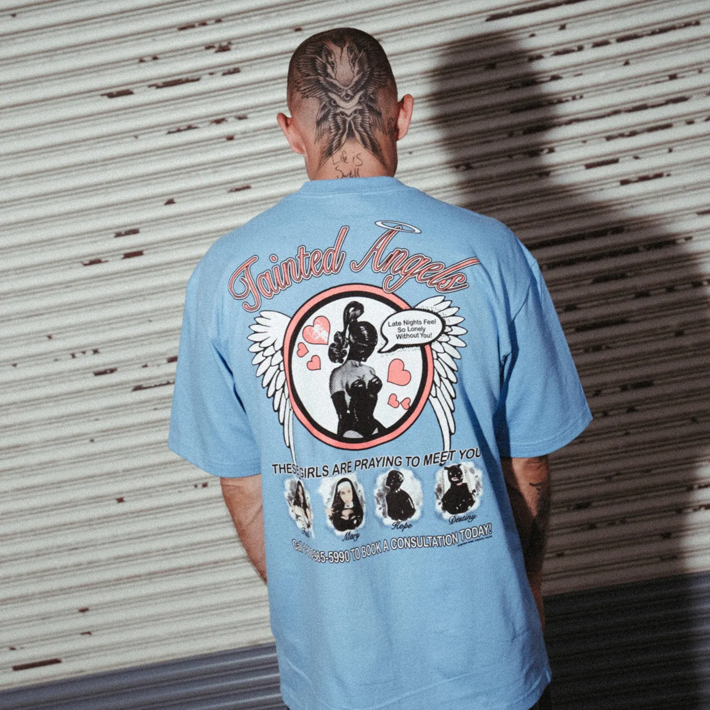 Fat Nick Tainted Angels Light Blue Tee