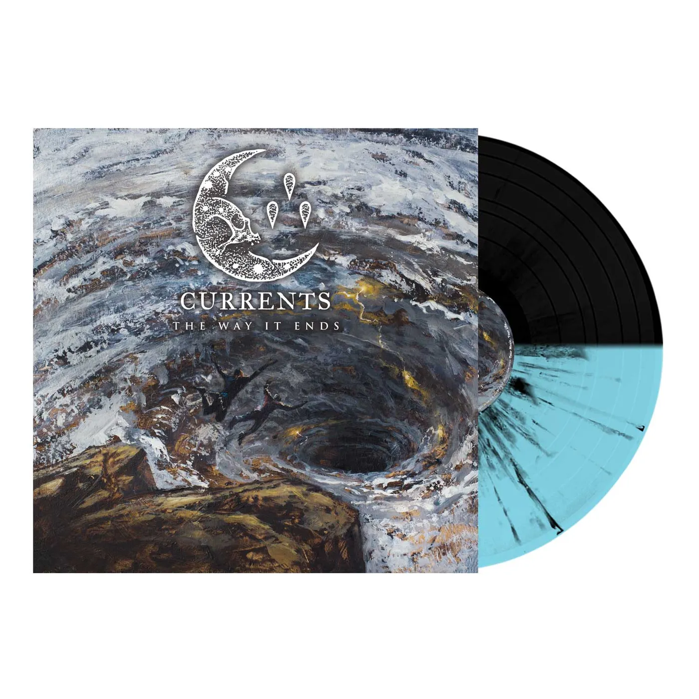 Currents - 'The Way It Ends' Half Electric Blue/Half Black w/ Black Splatter Vinyl