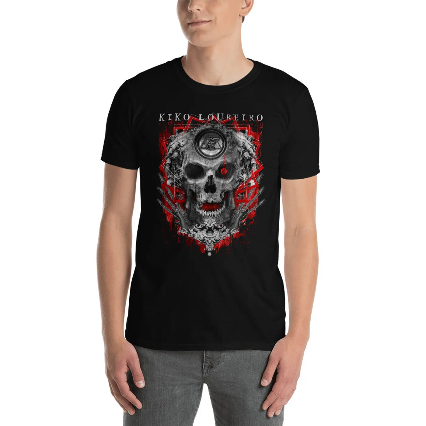 Skull Red and Black T-shirt by Kiko Loureiro