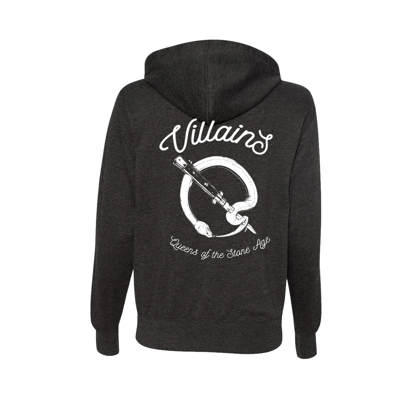 Queens of the Stone Age Snake Logo Zip-Up Hoodie - Charcoal Heather