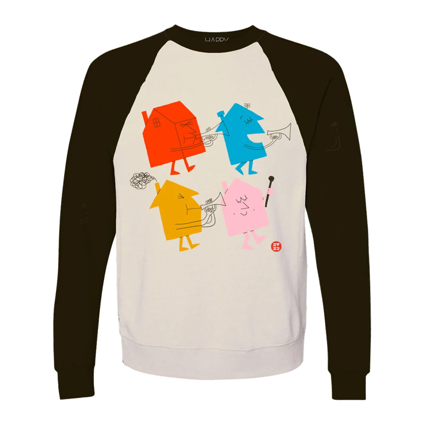 Harry Styles 4 Houses Raglan - Black/Cream