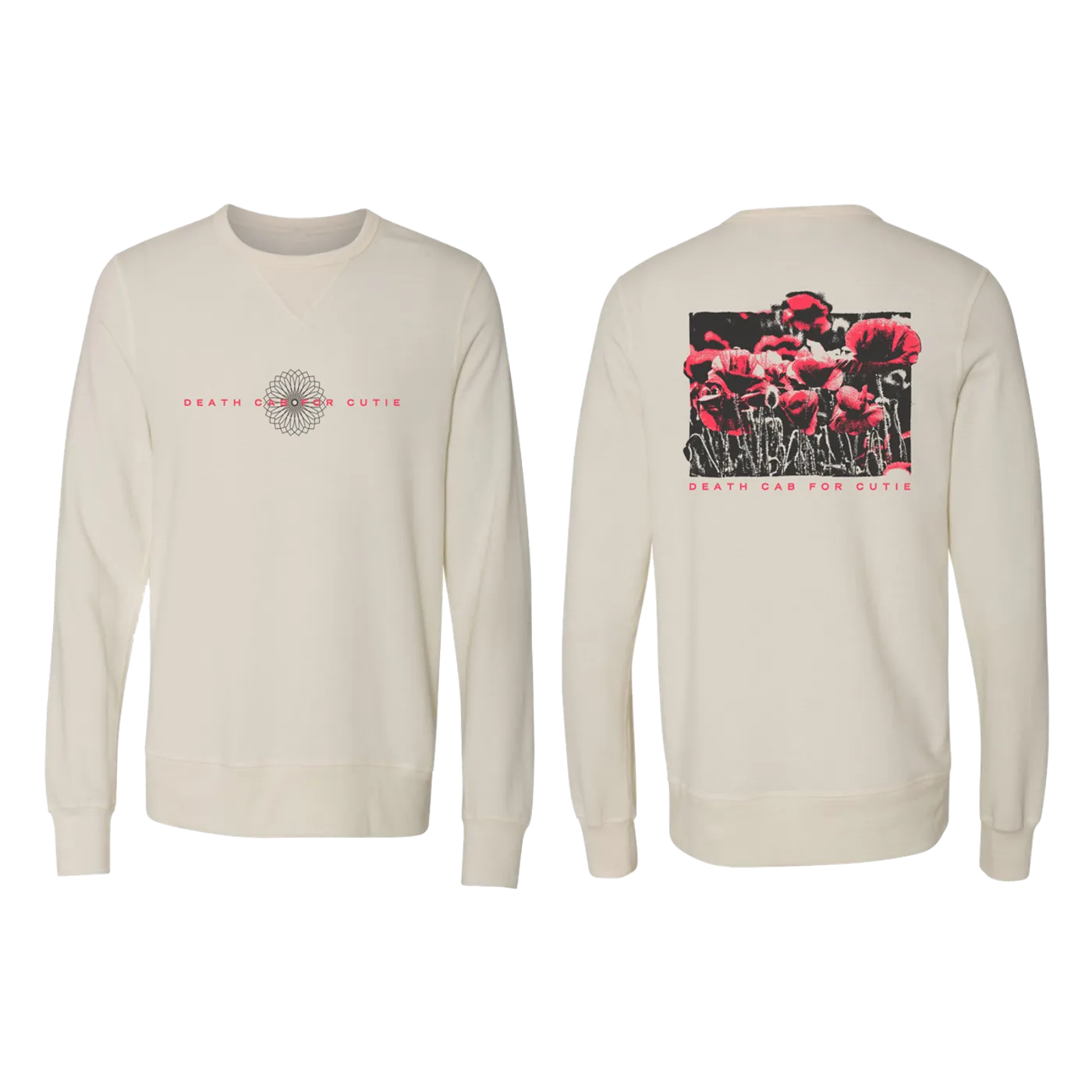Death Cab for Cutie In Bloom Ivory Garment Dyed French Terry Pullover Crewneck Sweatshirt