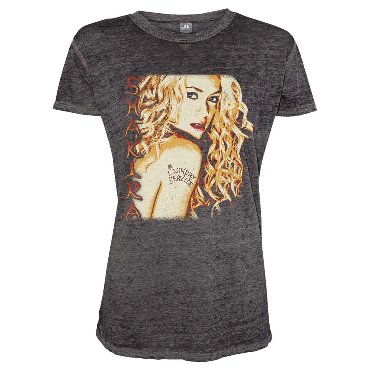Shakira Laundry Service Cover Ladies Burnout T-shirt - Black