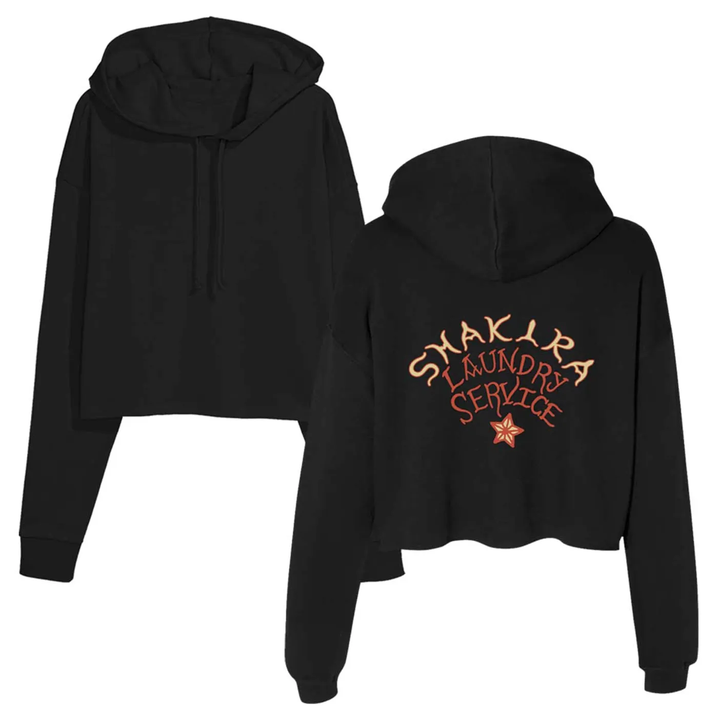 Shakira Laundry Service Logo Ladies Cropped Hoodie - Black