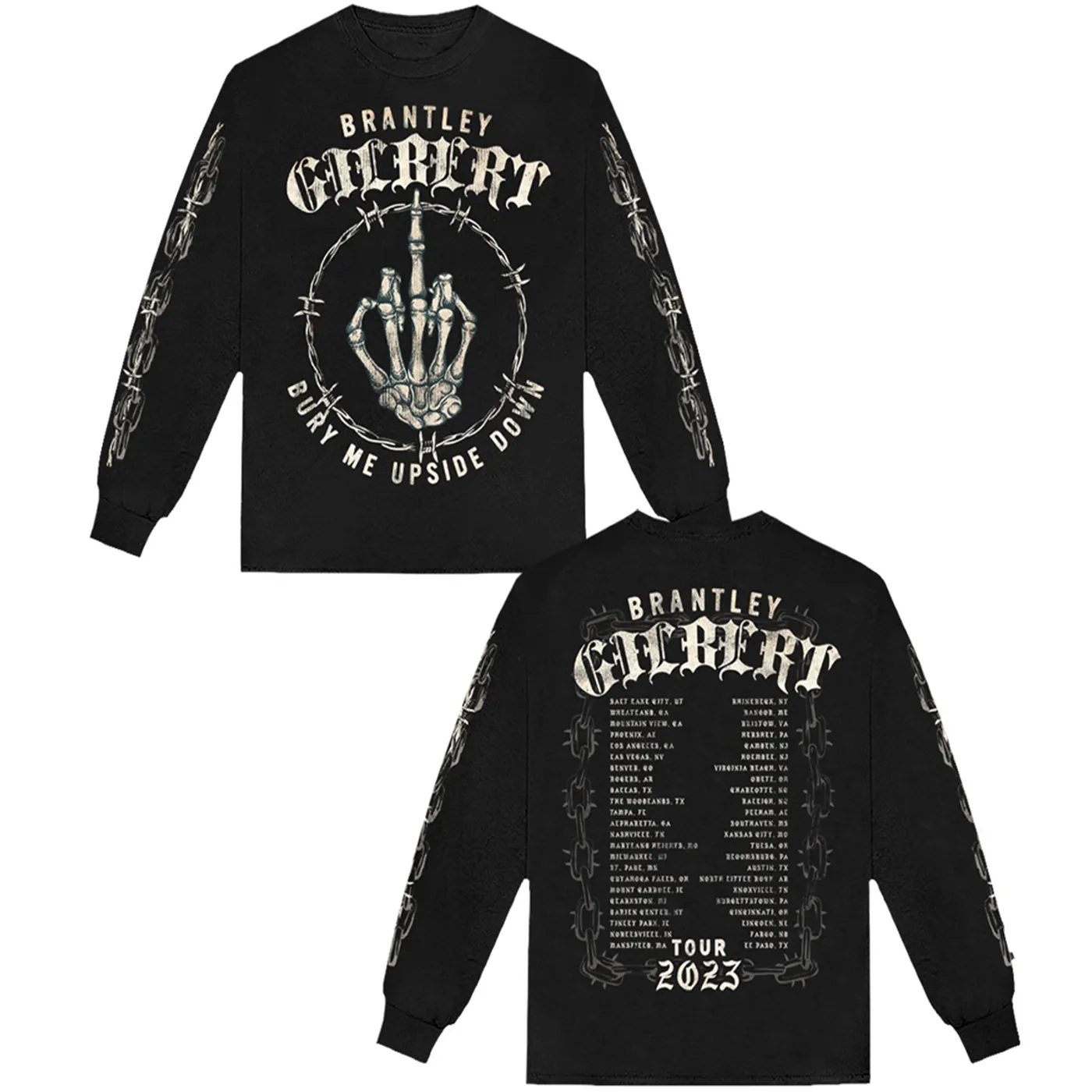 Brantley Gilbert Bury Me Upside Down Dated Tour Long Sleeve