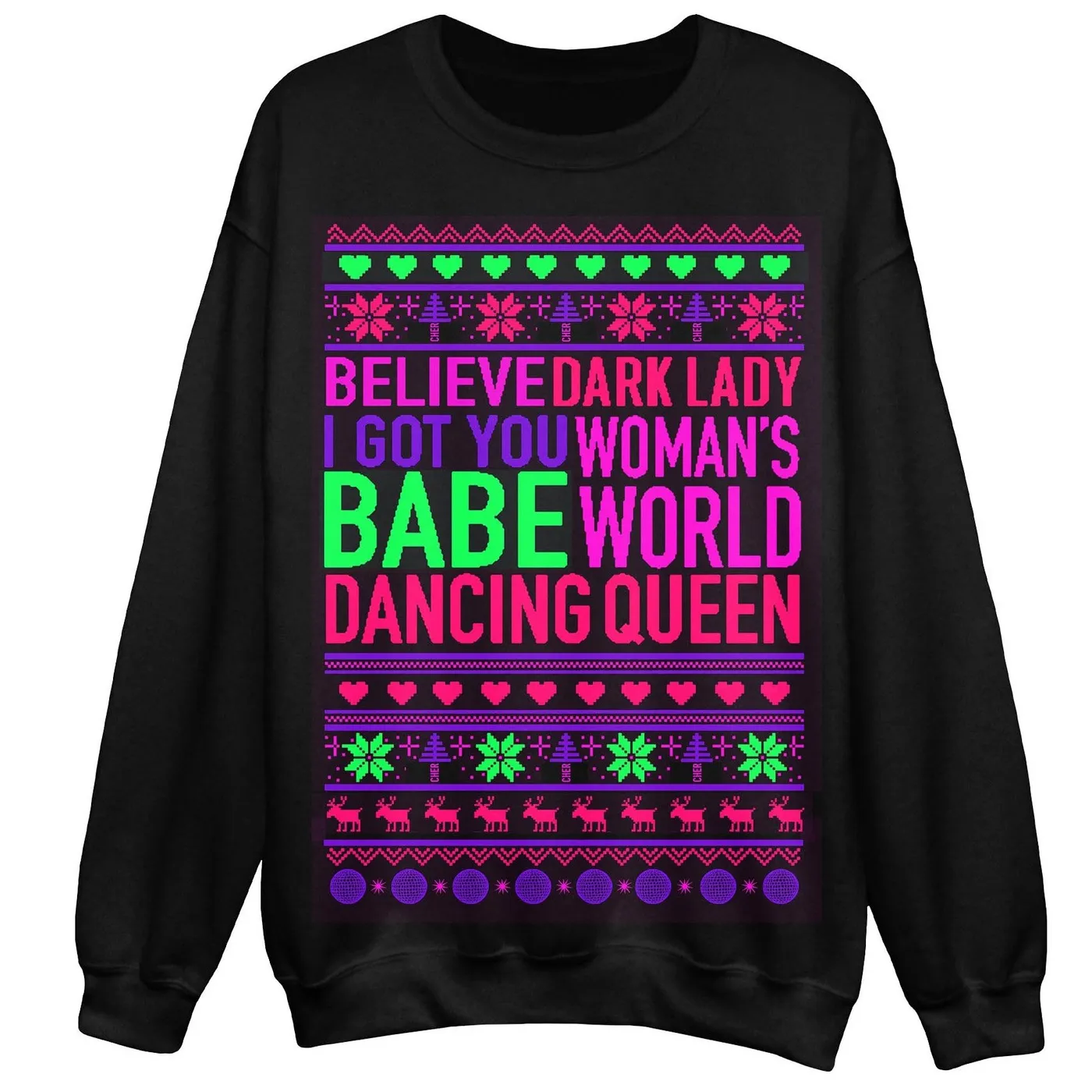 Cher Song Title Holiday Christmas Sweatshirt