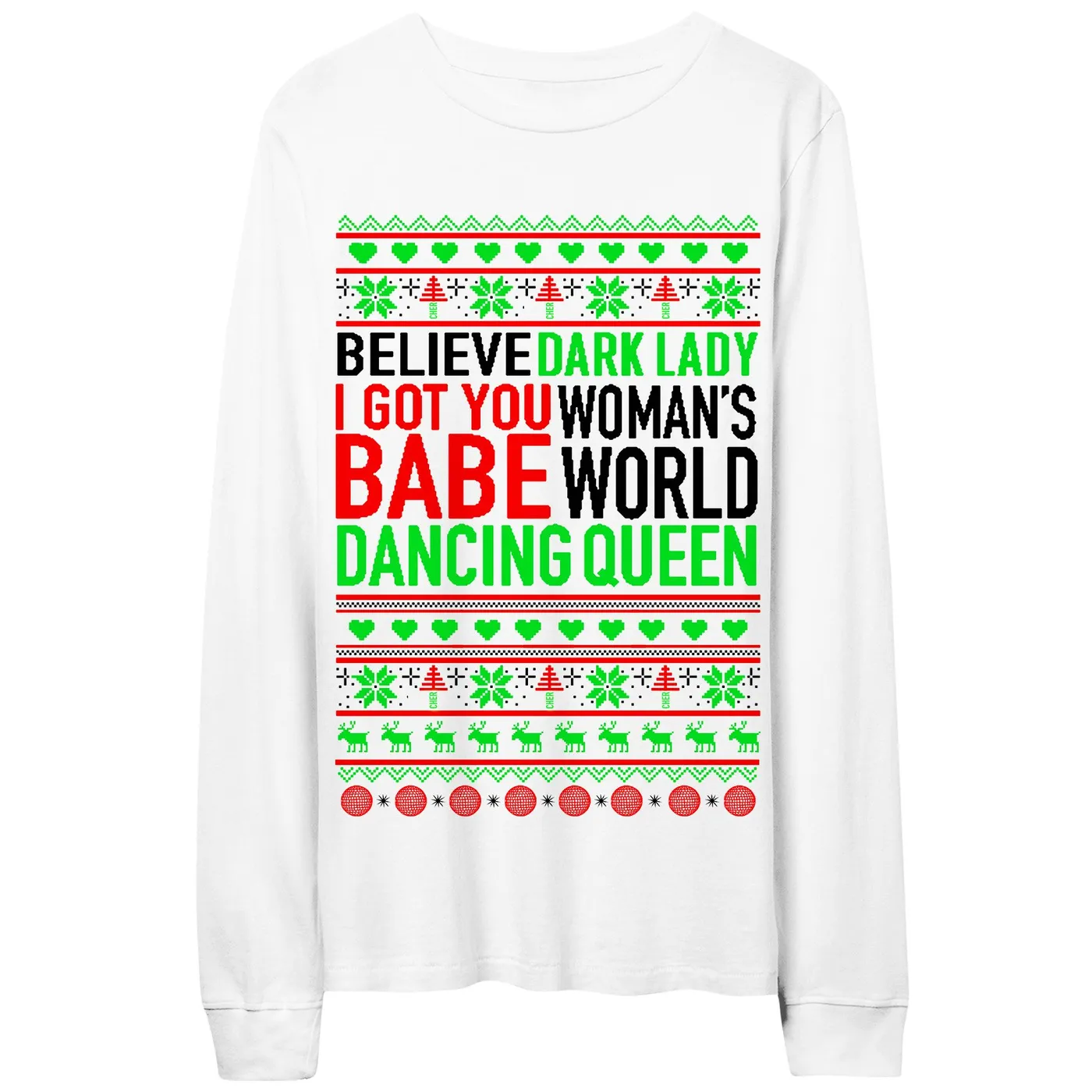 Cher Song Title Holiday Christmas Long Sleeve tee