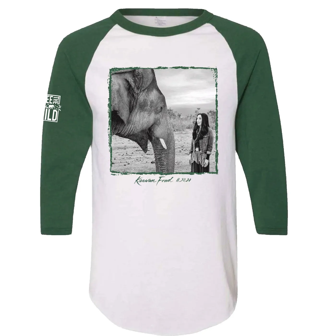 Cher Kaavan Freed Green/White Baseball Tee