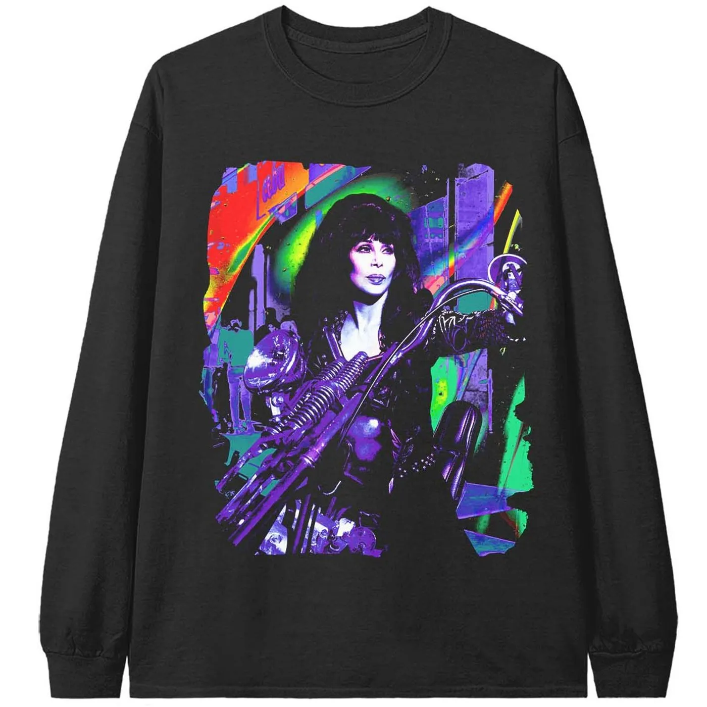 Cher Moto Paint Photo Long Sleeve Tee