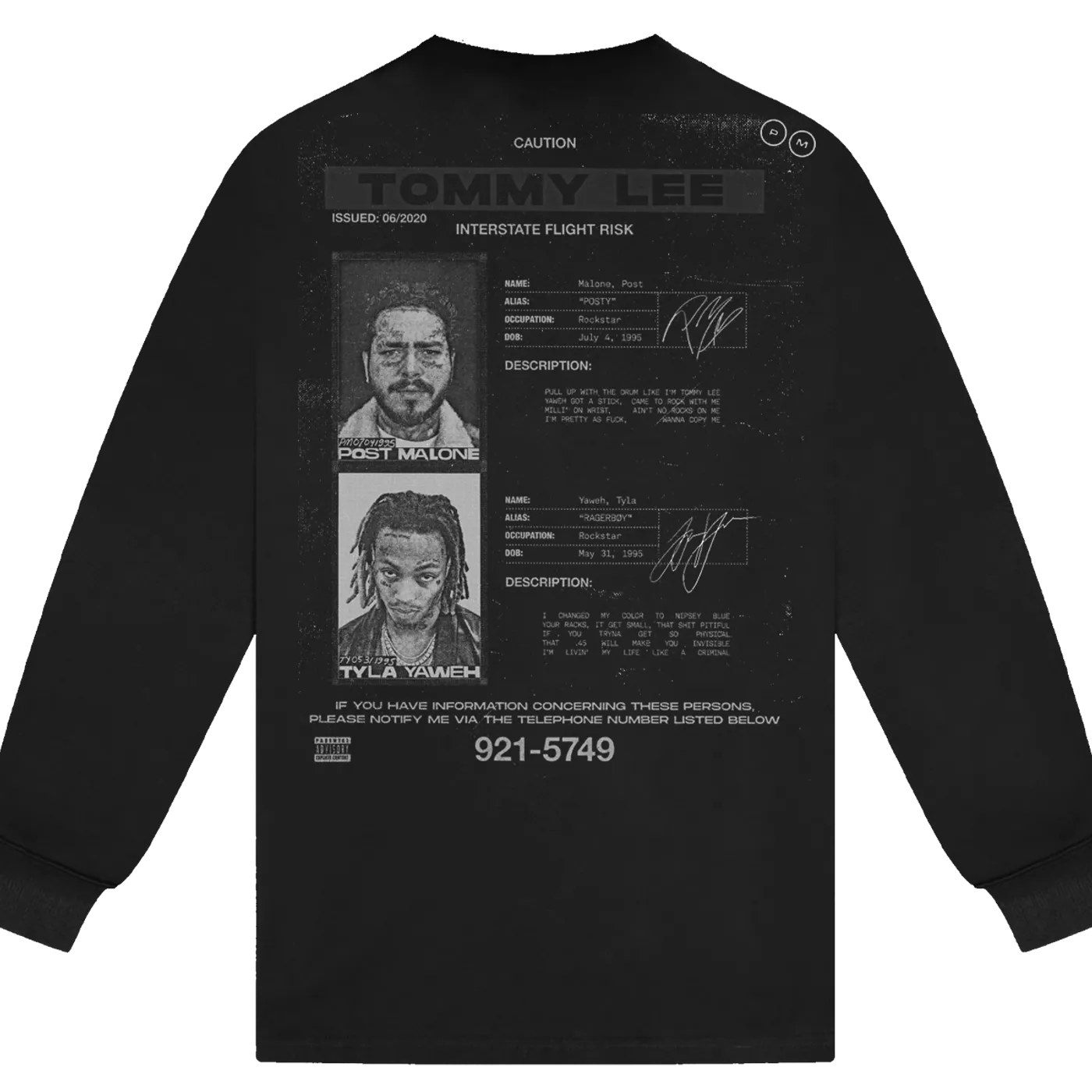 Post Malone Flight Risk Cover Longsleeve