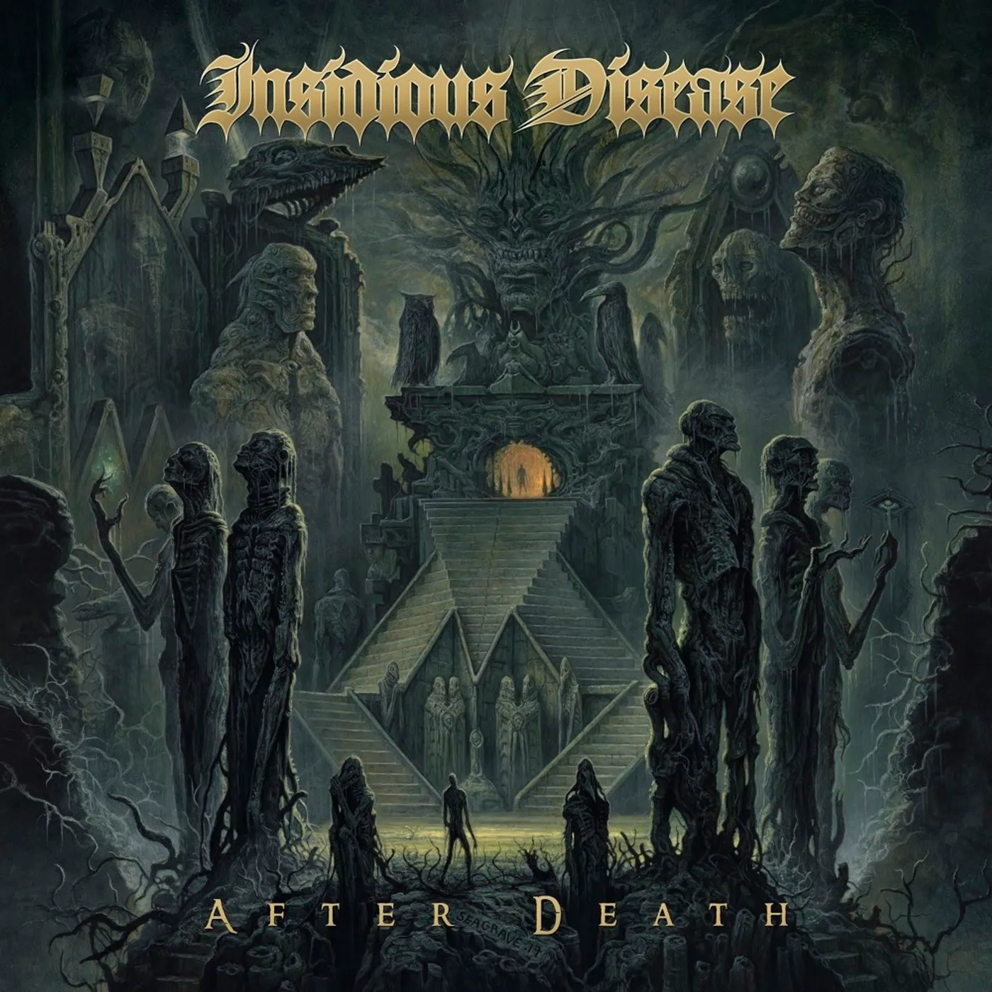 Insidious Disease AFTER DEATH (OLIVE/MUSTARD SWIRL) Vinyl Record