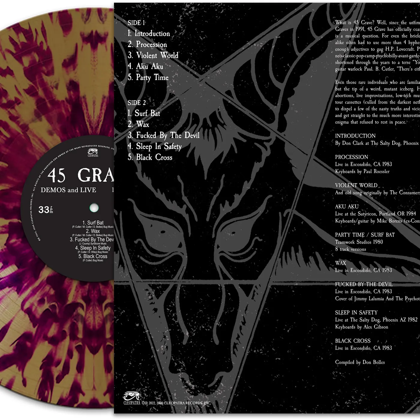 45 Grave DEVIL'S POSSESSIONS - DEMOS & LIVE 1980-1983 (PURPLE VINYL) Vinyl Record