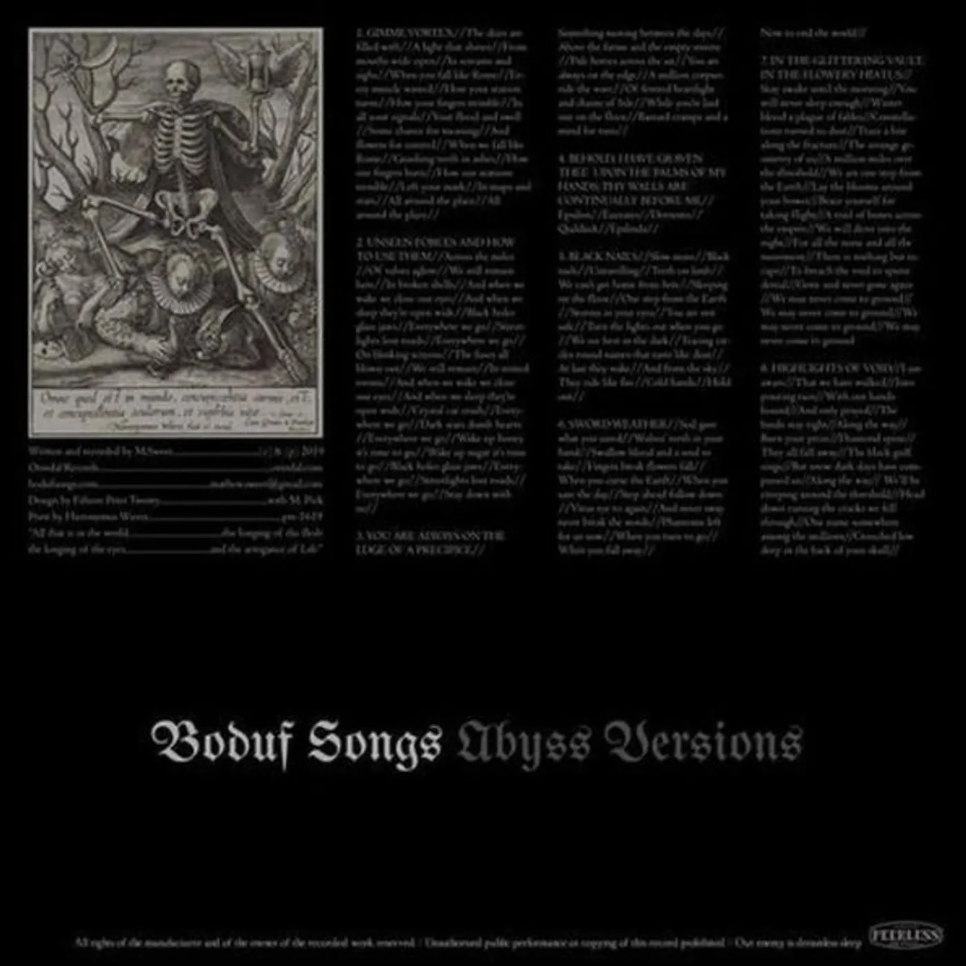 Boduf Songs Abyss Versions Vinyl Record