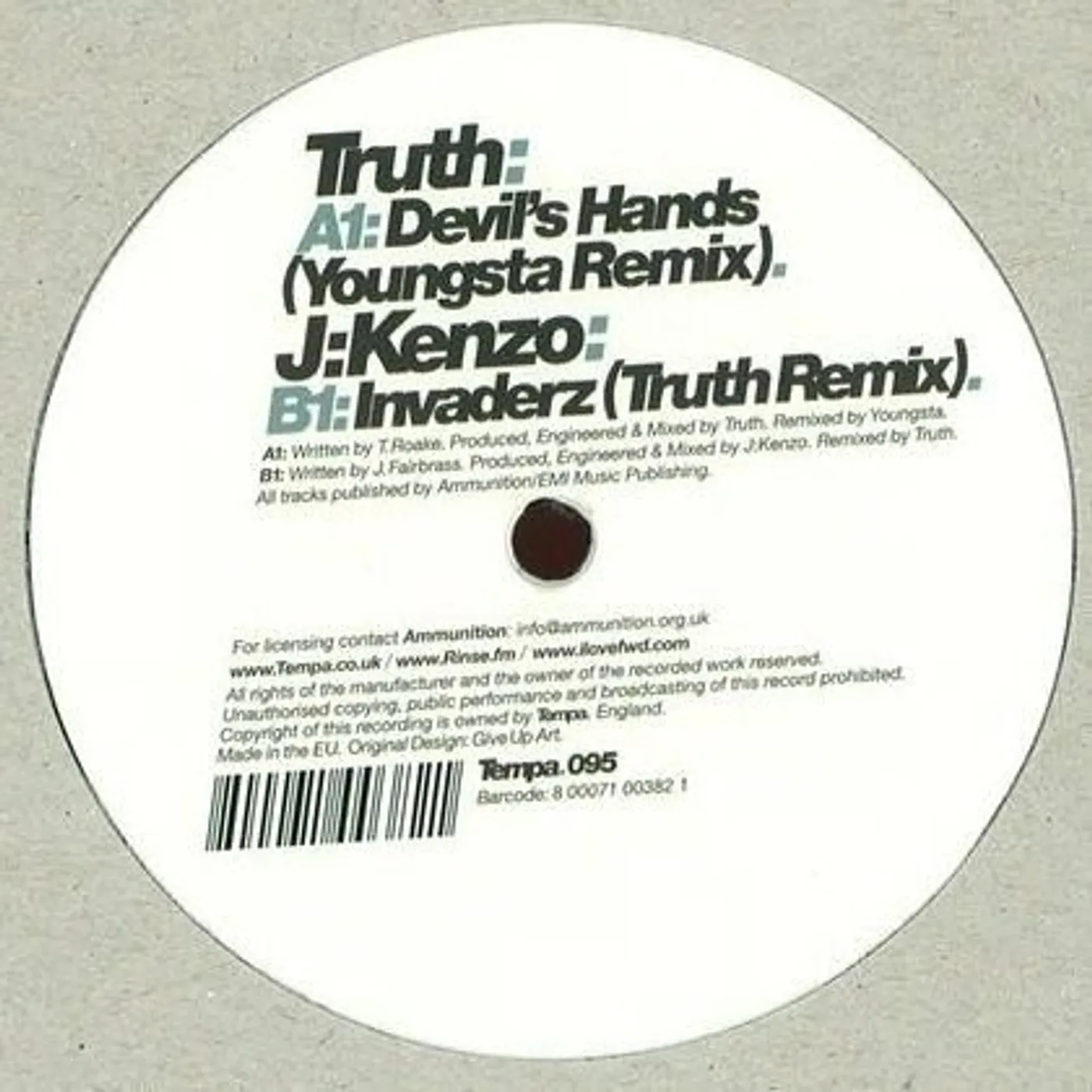 Truth Devil's Hands/Invaders Vinyl Record