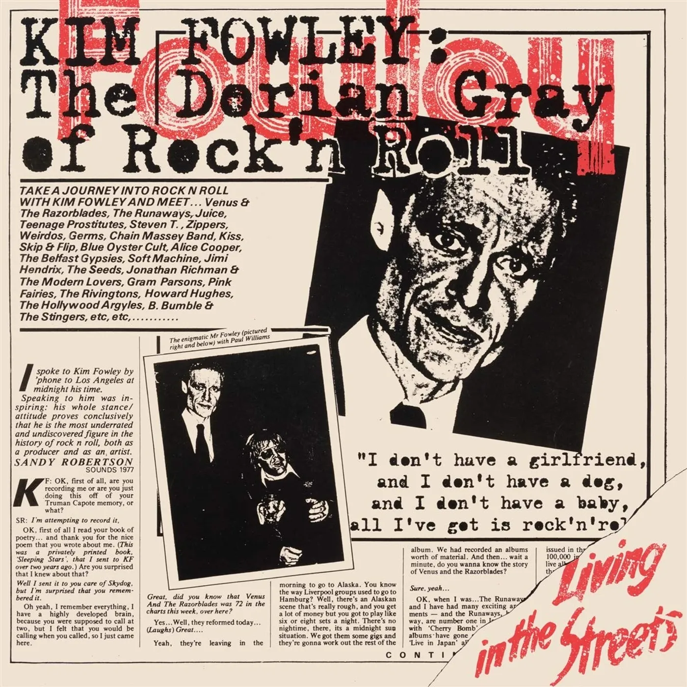 Kim Fowley Living In The Streets Vinyl Record