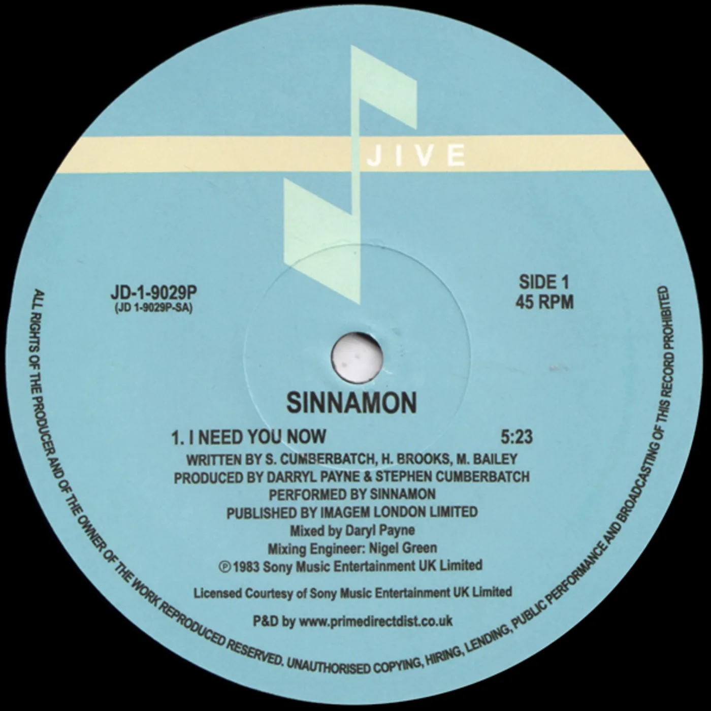 Sinnamon I Need You Now Vinyl Record