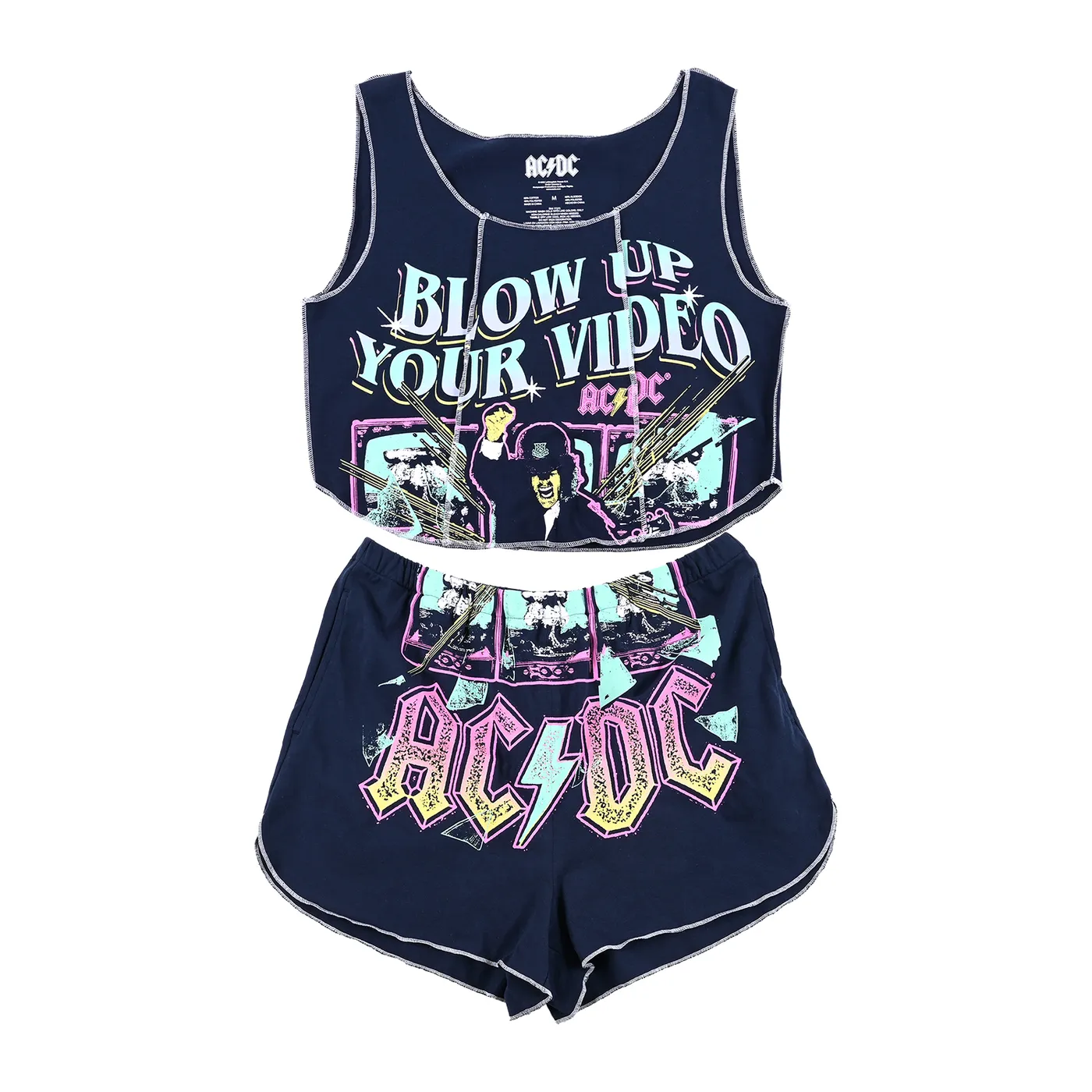 AC/DC Blow Up Your Video Womens Crop Tank & Shorts Set