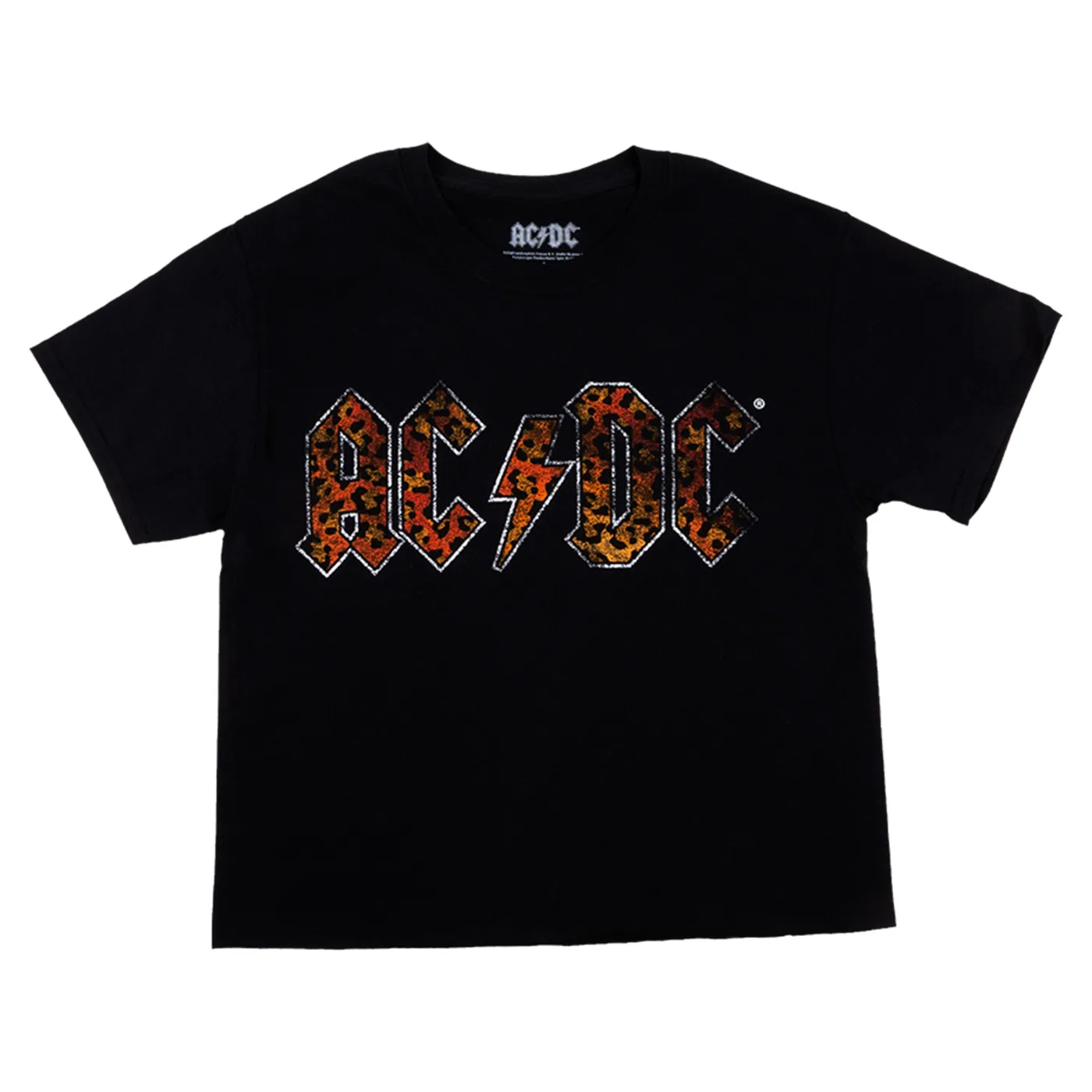 AC/DC Leopard Print Logo Black T-Shirt