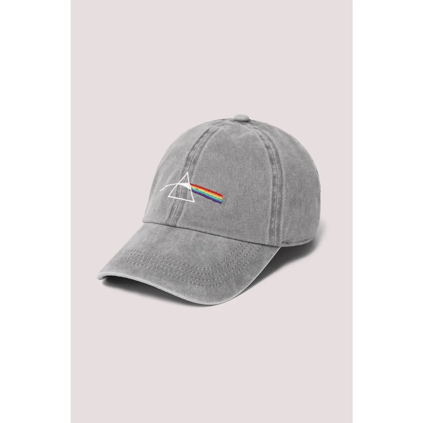 Pink Floyd Embroidered Prism Pigment Wash Baseball Cap Grey