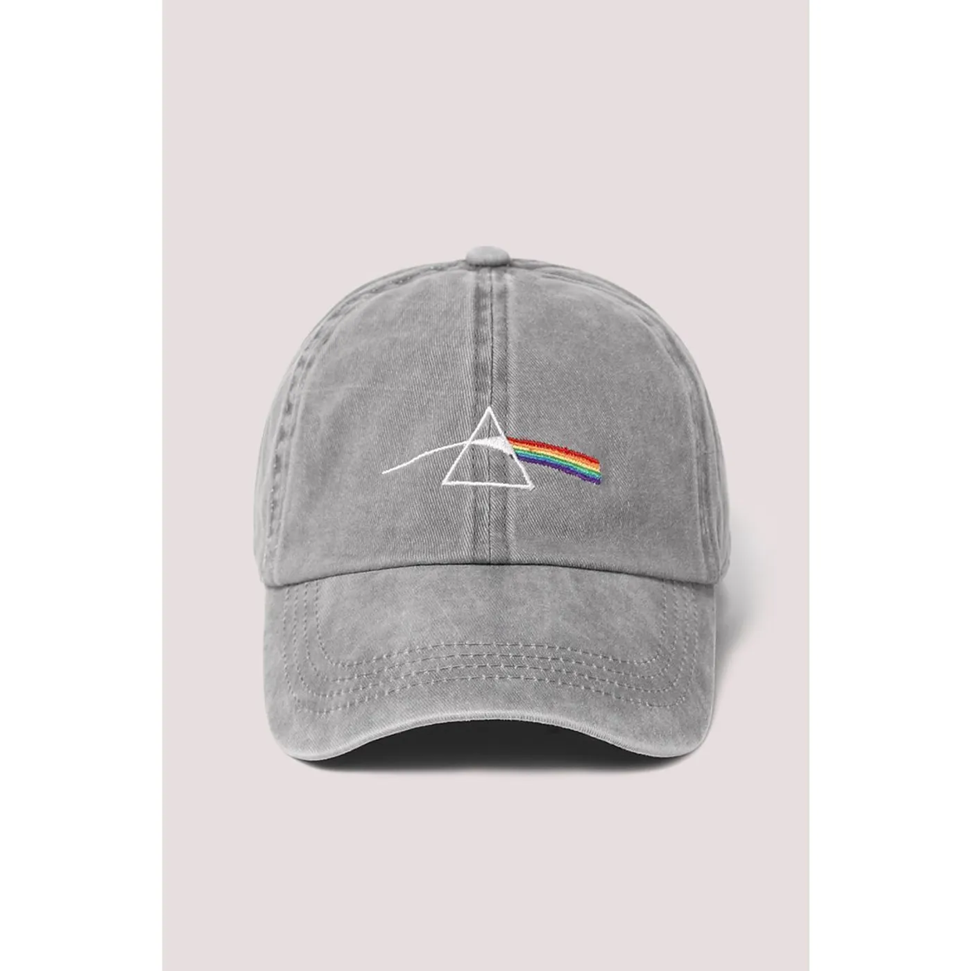 Pink Floyd Embroidered Prism Pigment Wash Baseball Cap Grey