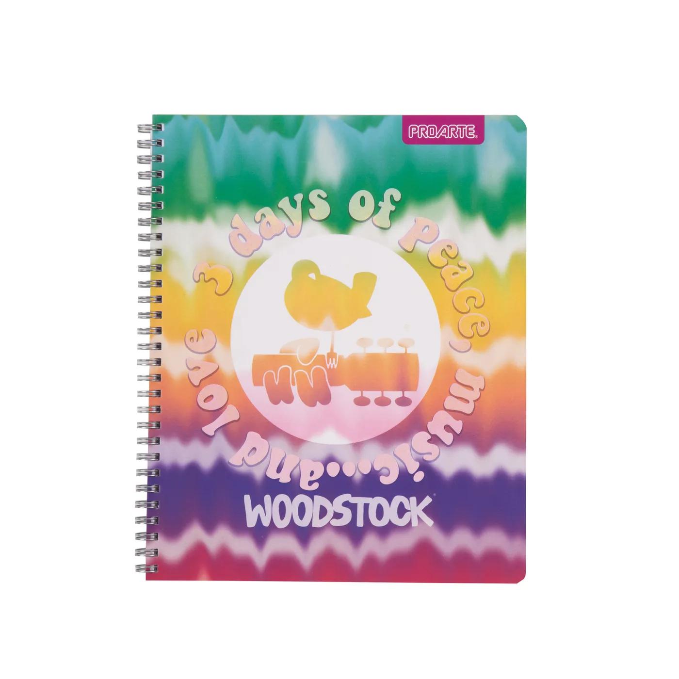 Woodstock Circular Text Tie Dye Notebook
