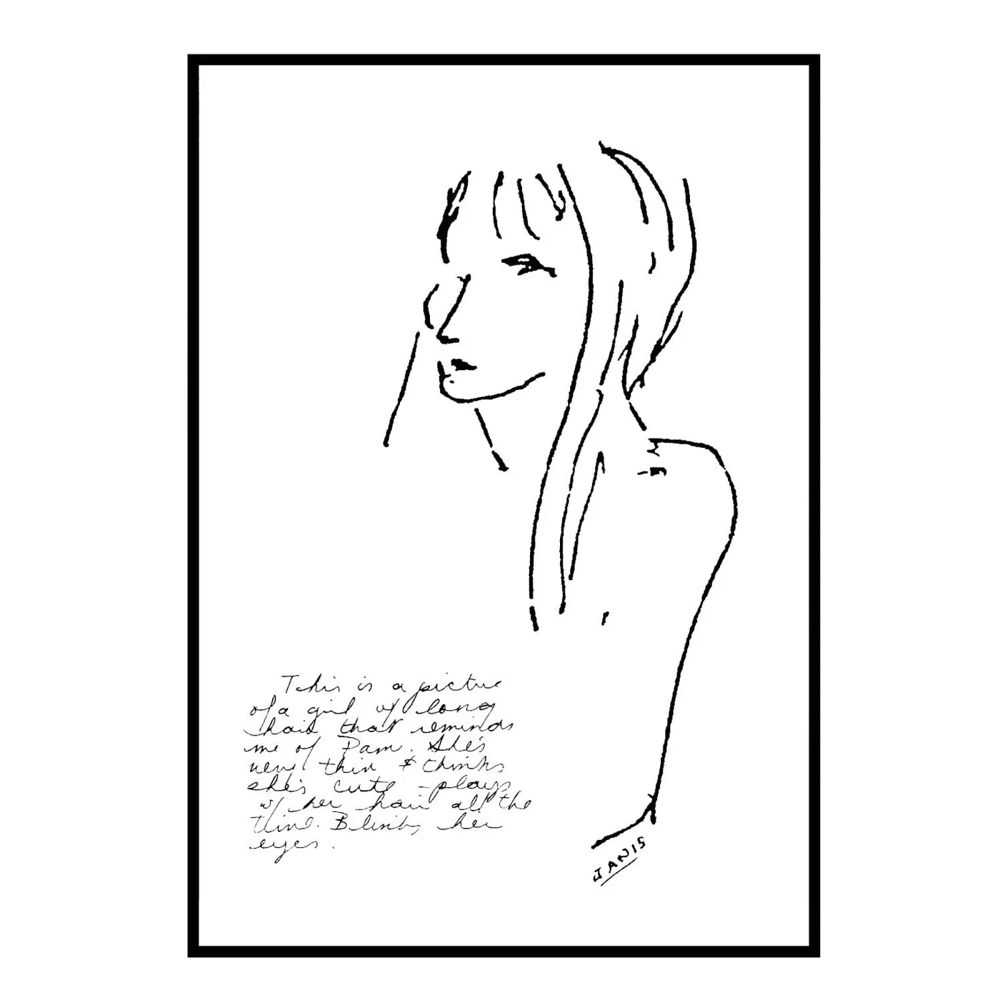 Janis Joplin Girl With Long Hair Fine Art Print