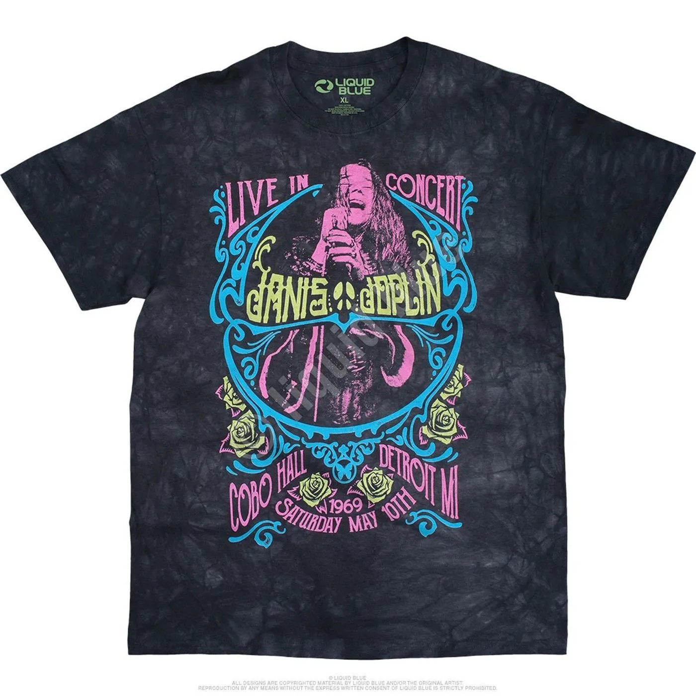 Janis Joplin Detroit 69 Blacklight Tie-Dye T-Shirt