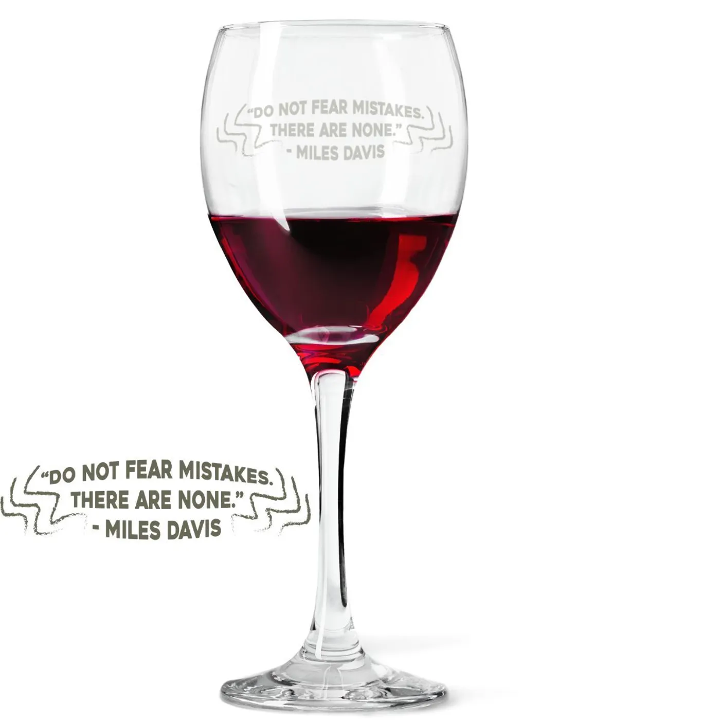 Miles Davis Mistakes Laser Etched Wine Glass