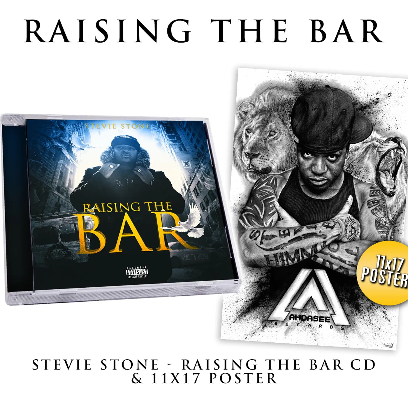 Stevie Stone "Raising the Bar" CD and Poster Autographed Bundle