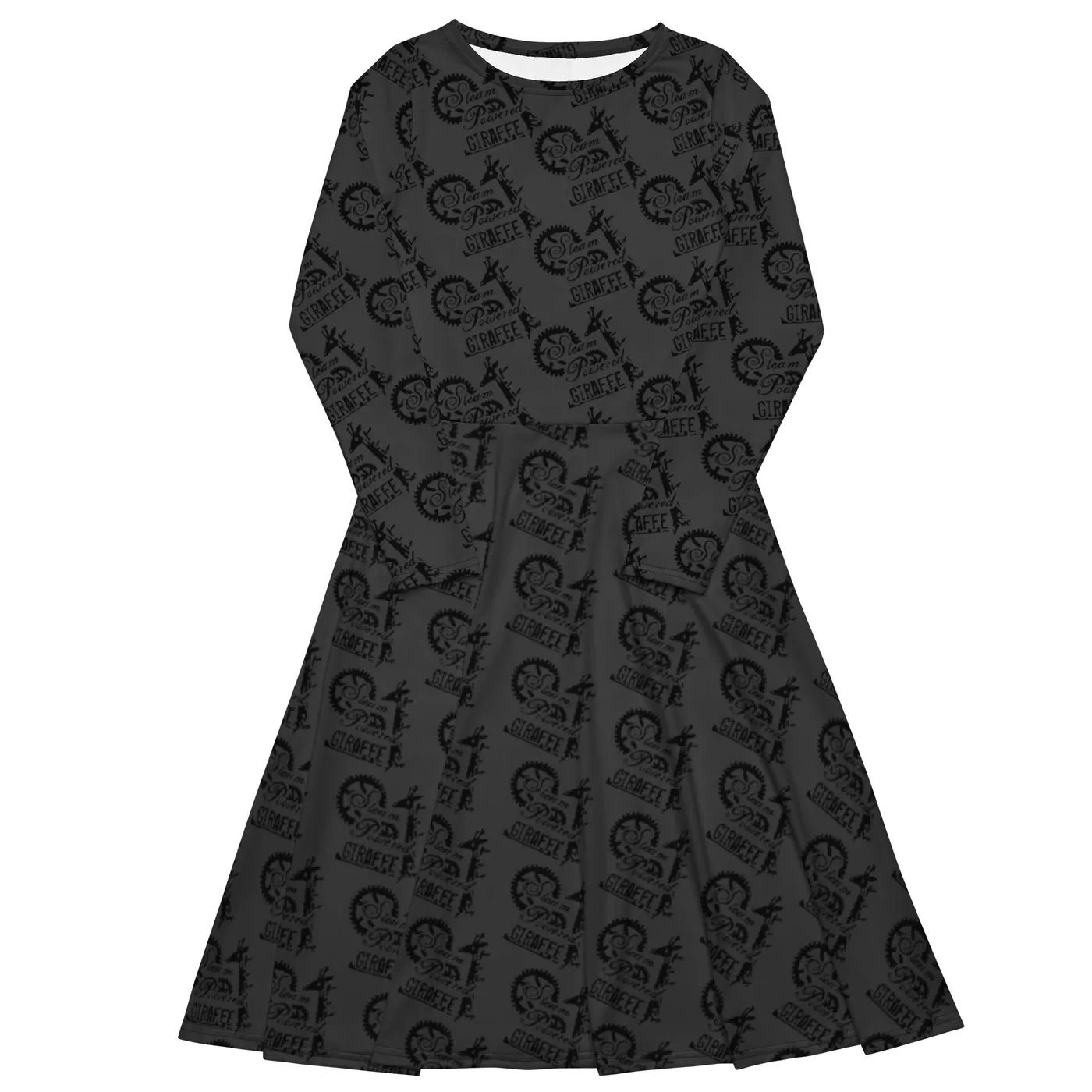 Steam Powered Giraffe Dark Grey SPG Logo Long Sleeve Dress